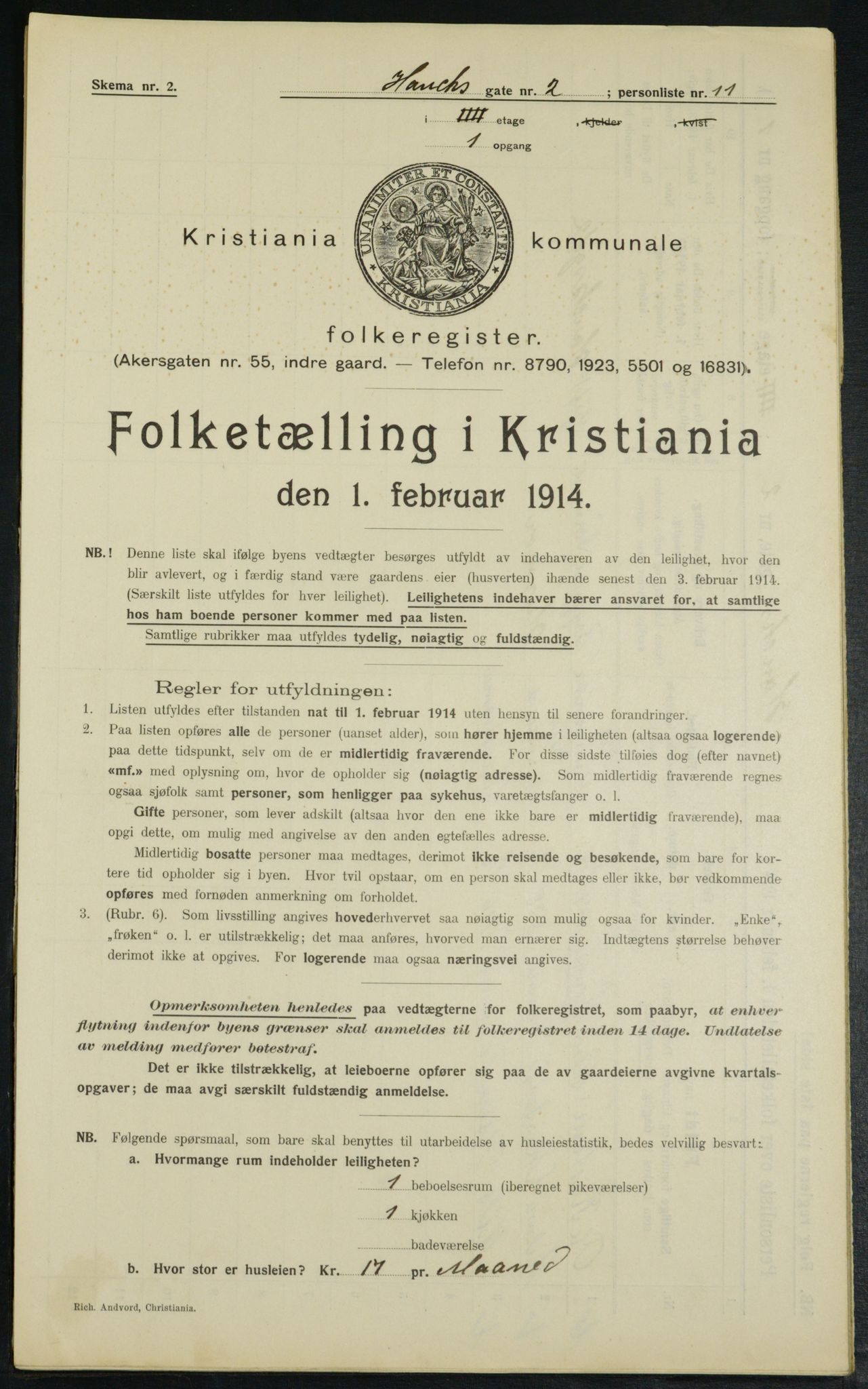 OBA, Municipal Census 1914 for Kristiania, 1914, p. 35123