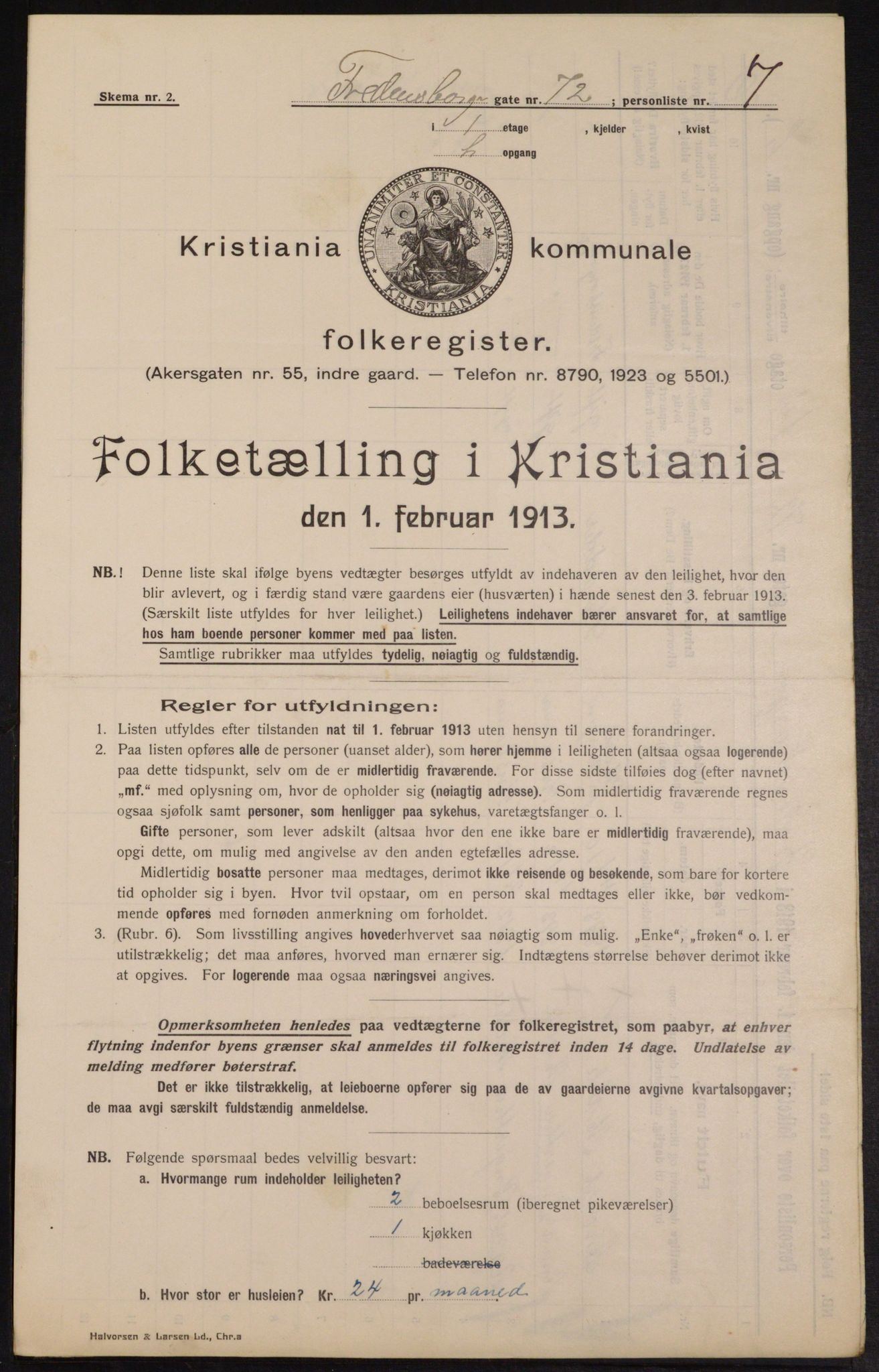 OBA, Municipal Census 1913 for Kristiania, 1913, p. 26687