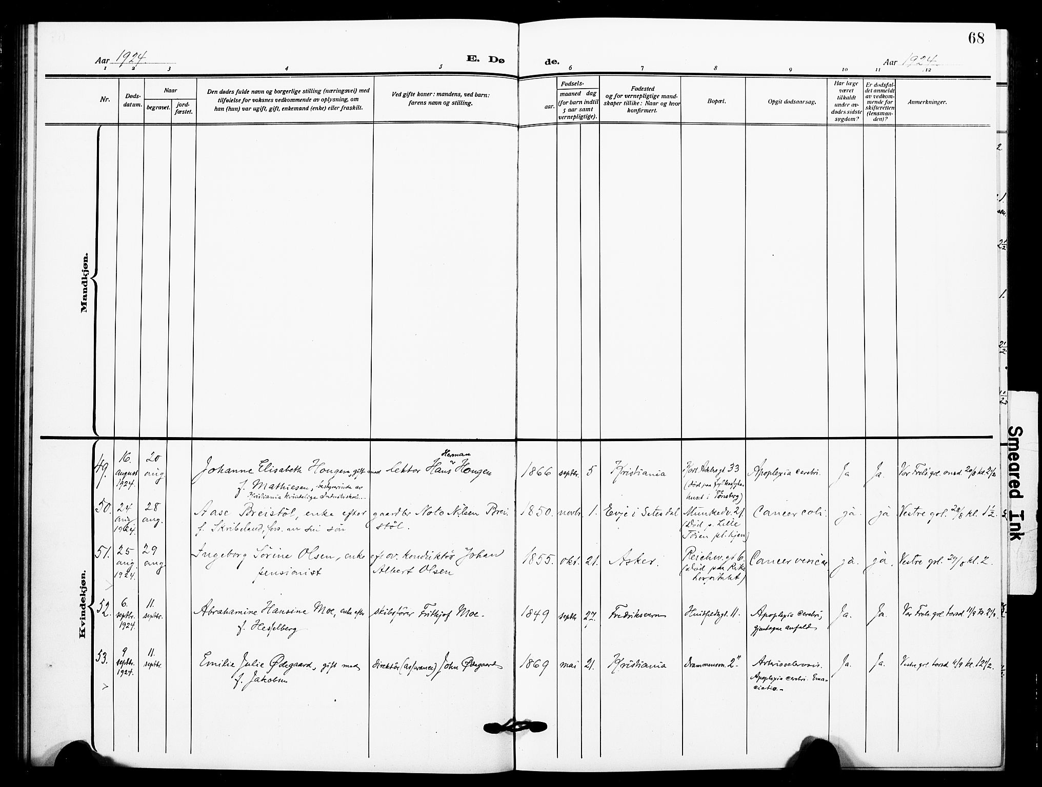 Johannes prestekontor Kirkebøker, AV/SAO-A-10852/F/Fa/L0012: Parish register (official) no. 12, 1918-1930, p. 68