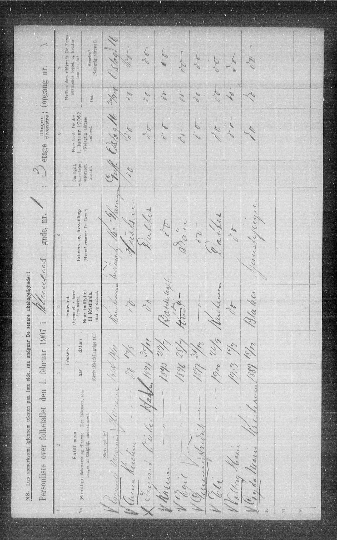 OBA, Municipal Census 1907 for Kristiania, 1907, p. 26340