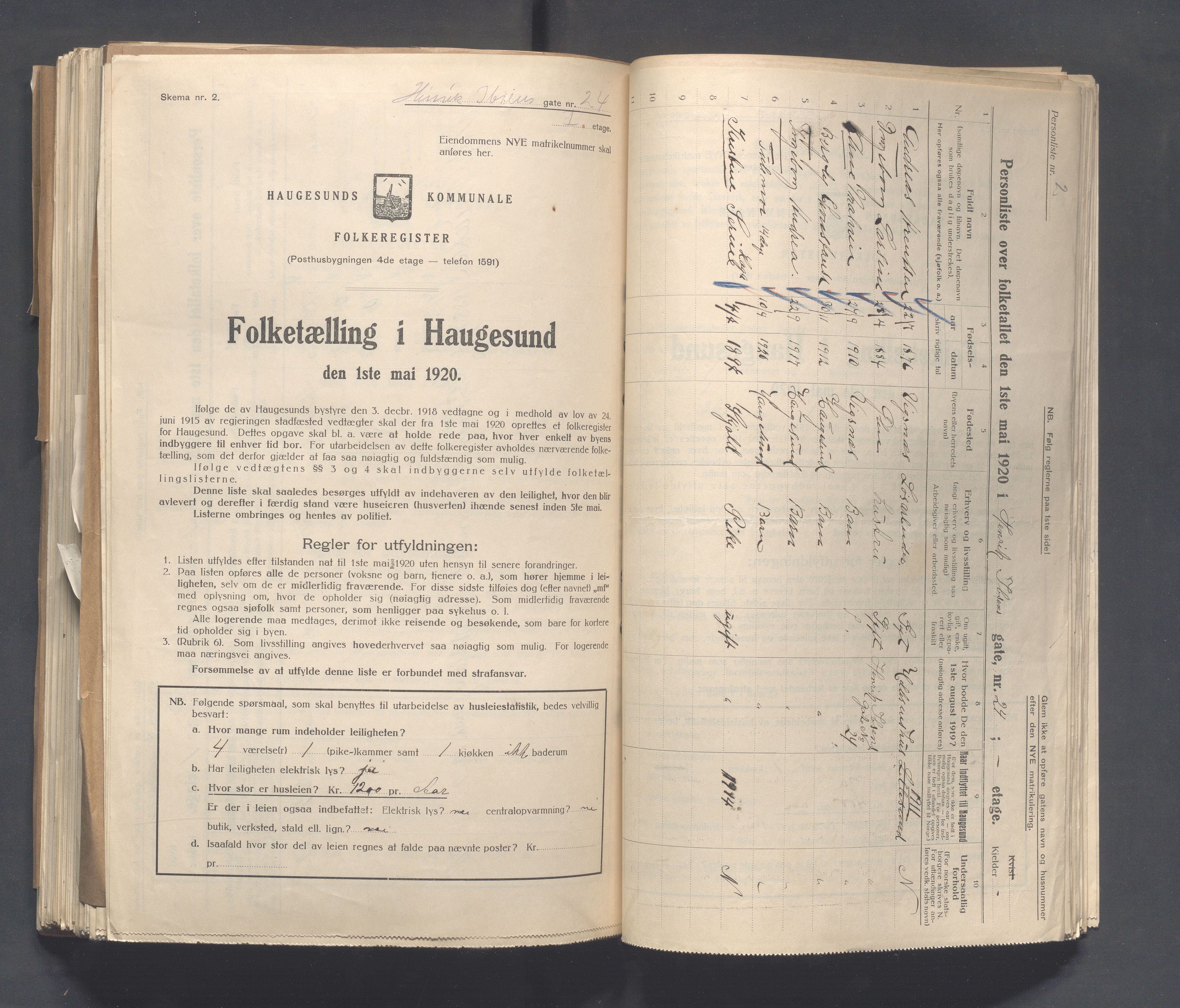 IKAR, Local census 1.5.1920 for Haugesund, 1920, p. 1406