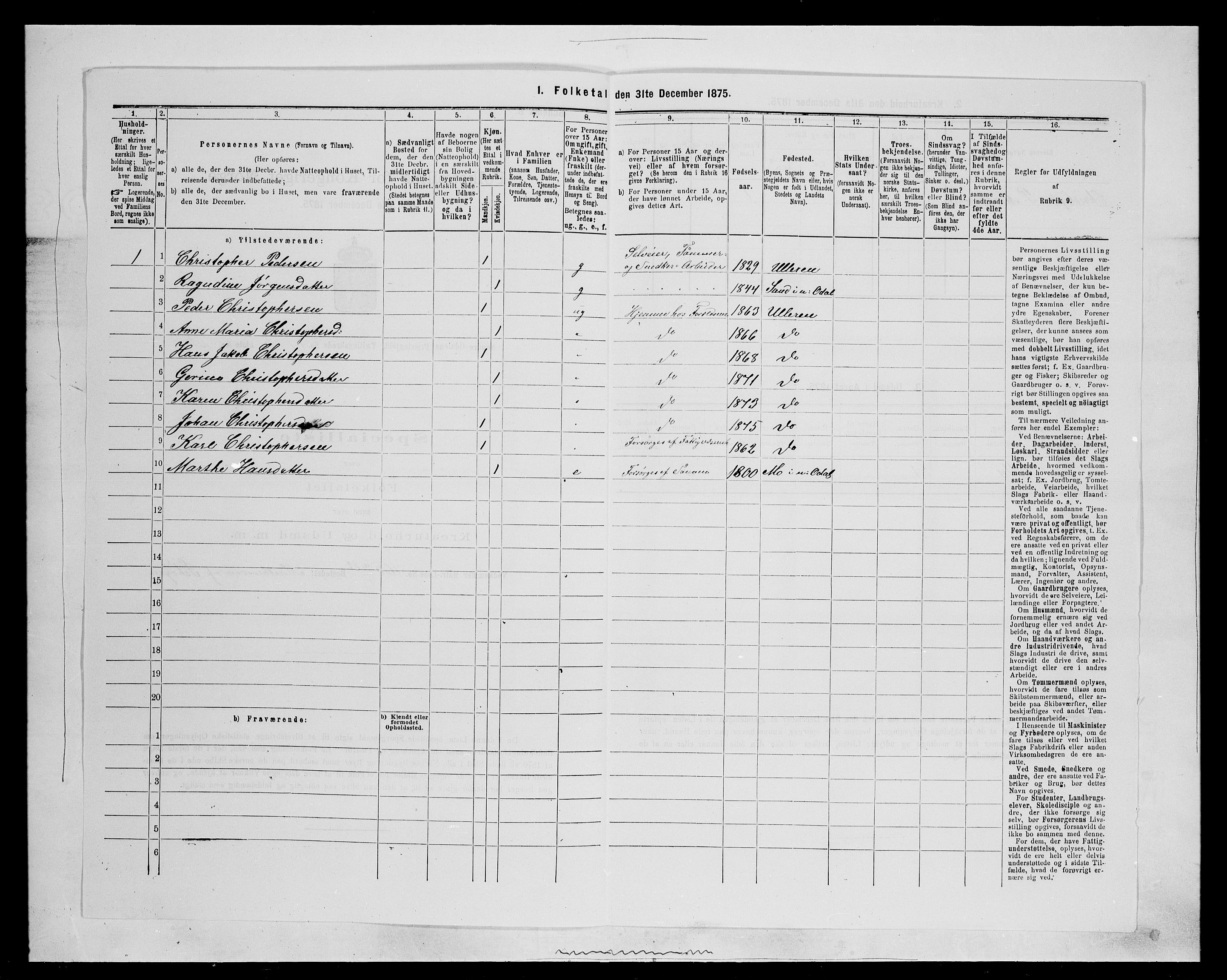 SAH, 1875 census for 0419P Sør-Odal, 1875, p. 1607