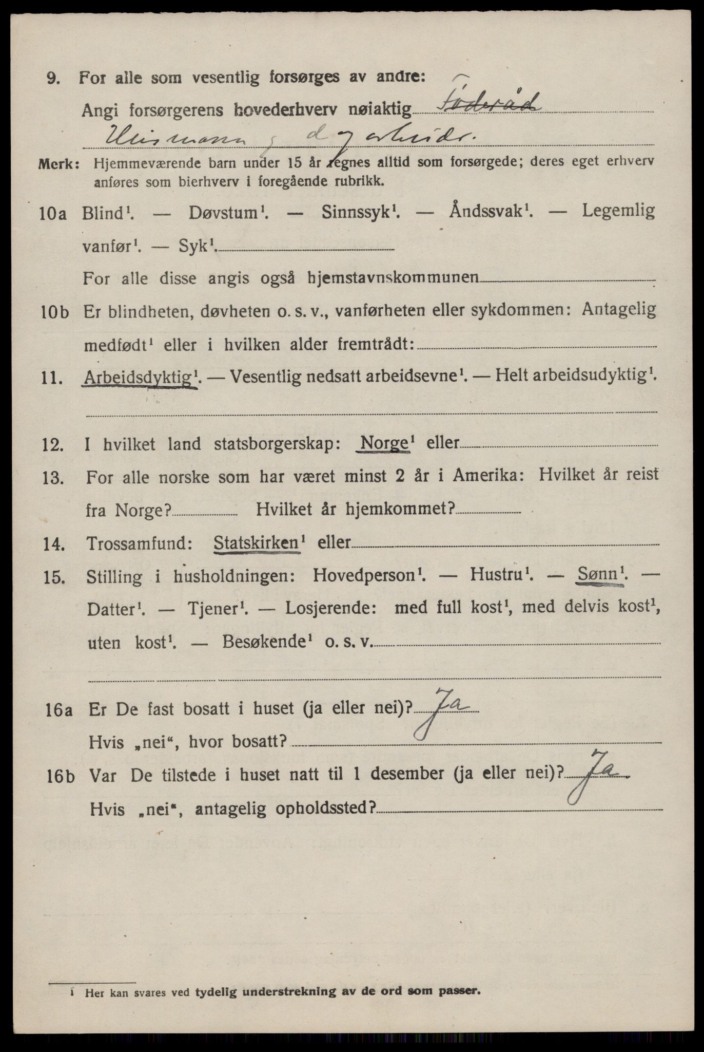 SAST, 1920 census for Vikedal, 1920, p. 2540