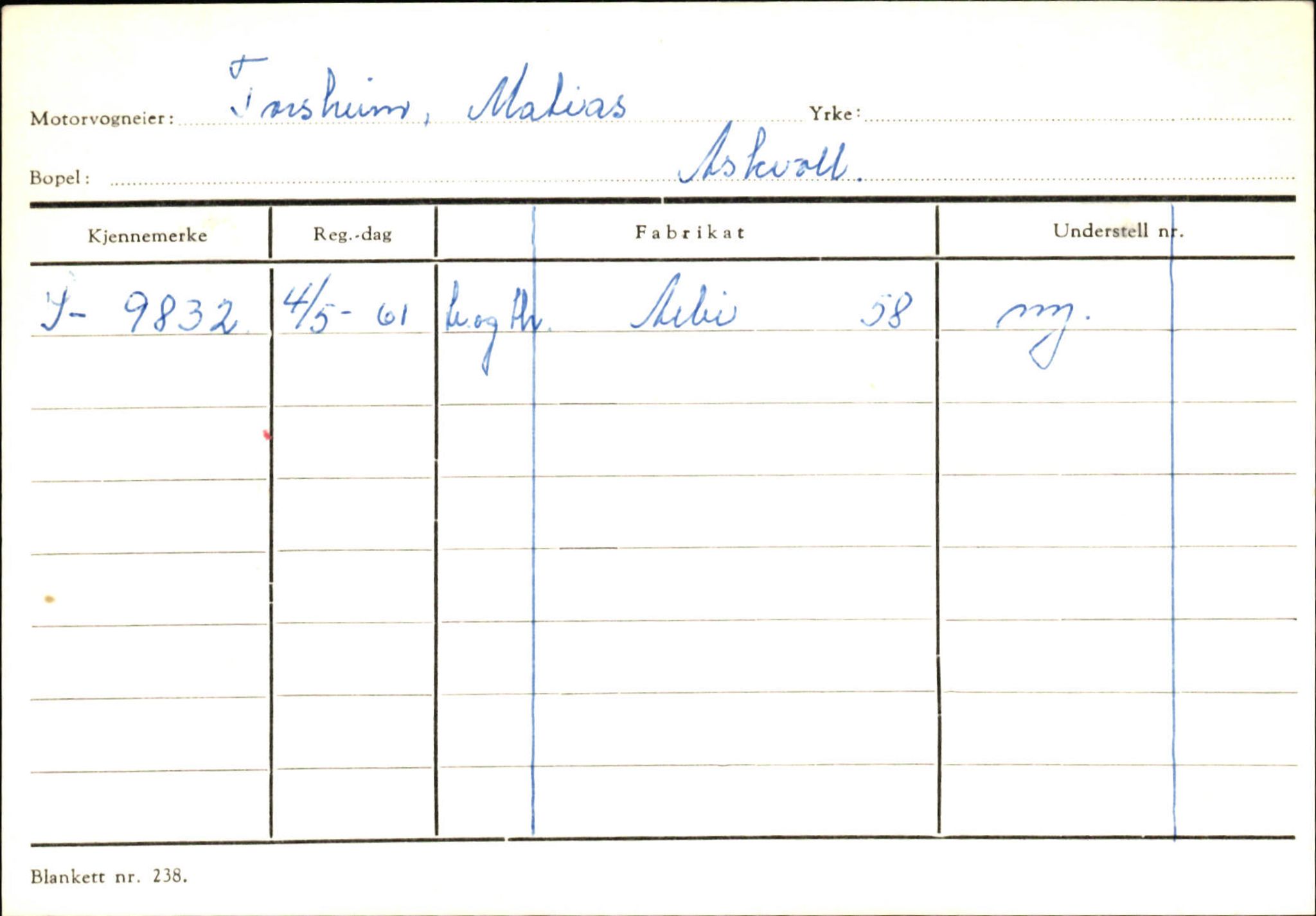 Statens vegvesen, Sogn og Fjordane vegkontor, AV/SAB-A-5301/4/F/L0132: Eigarregister Askvoll A-Å. Balestrand A-Å, 1945-1975, p. 1364