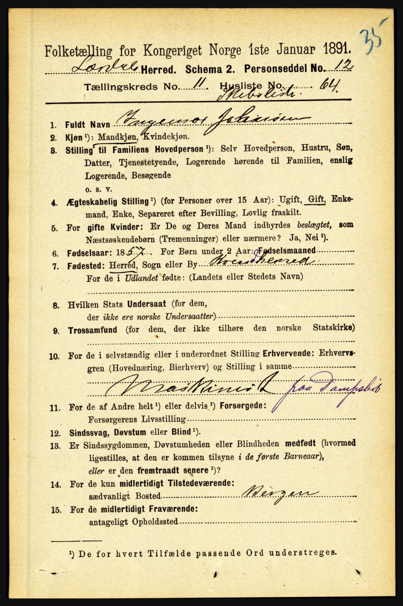 RA, 1891 census for 1422 Lærdal, 1891, p. 2504