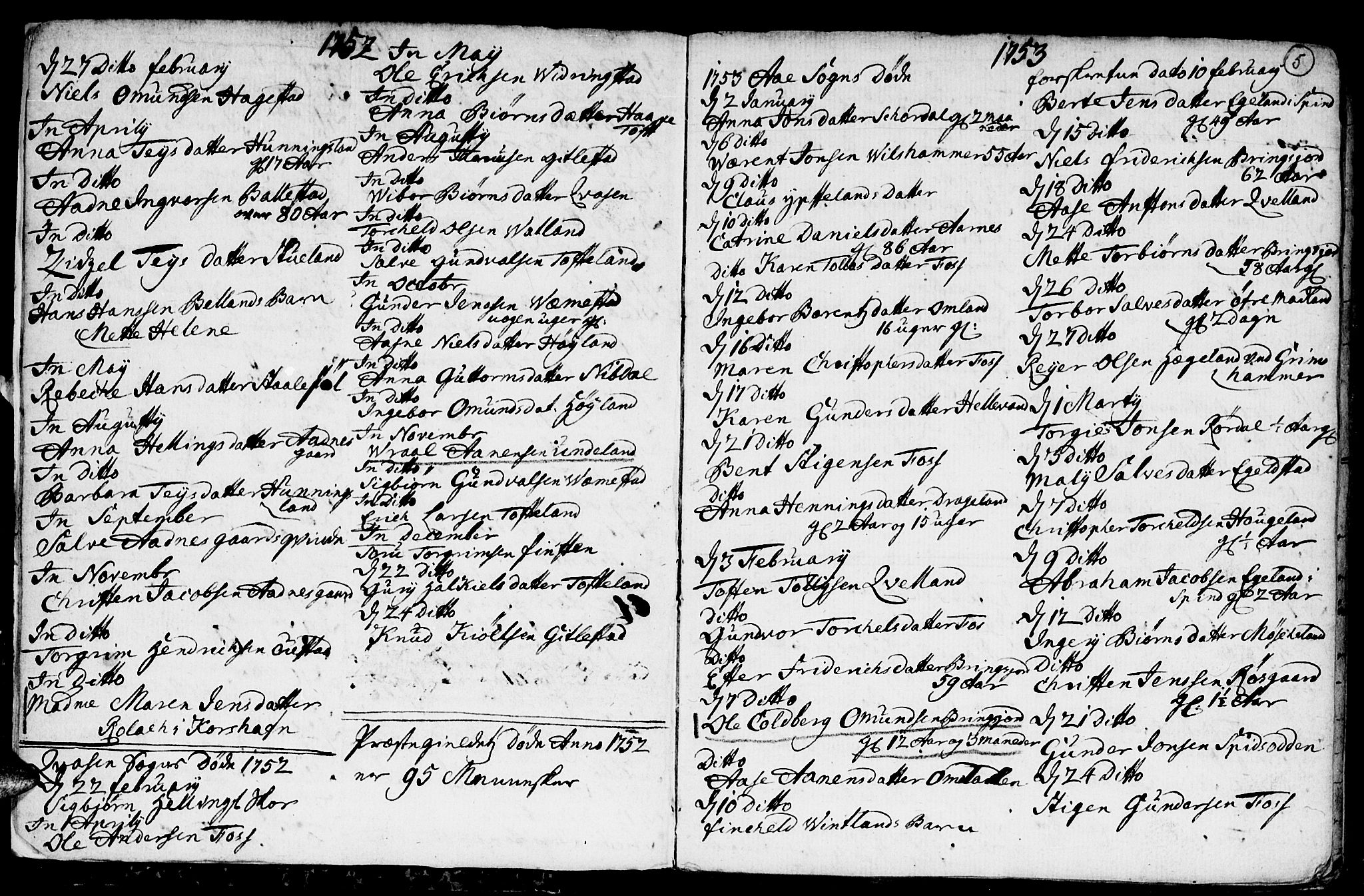 Lyngdal sokneprestkontor, AV/SAK-1111-0029/F/Fa/Fac/L0003: Parish register (official) no. A 3, 1750-1803, p. 5