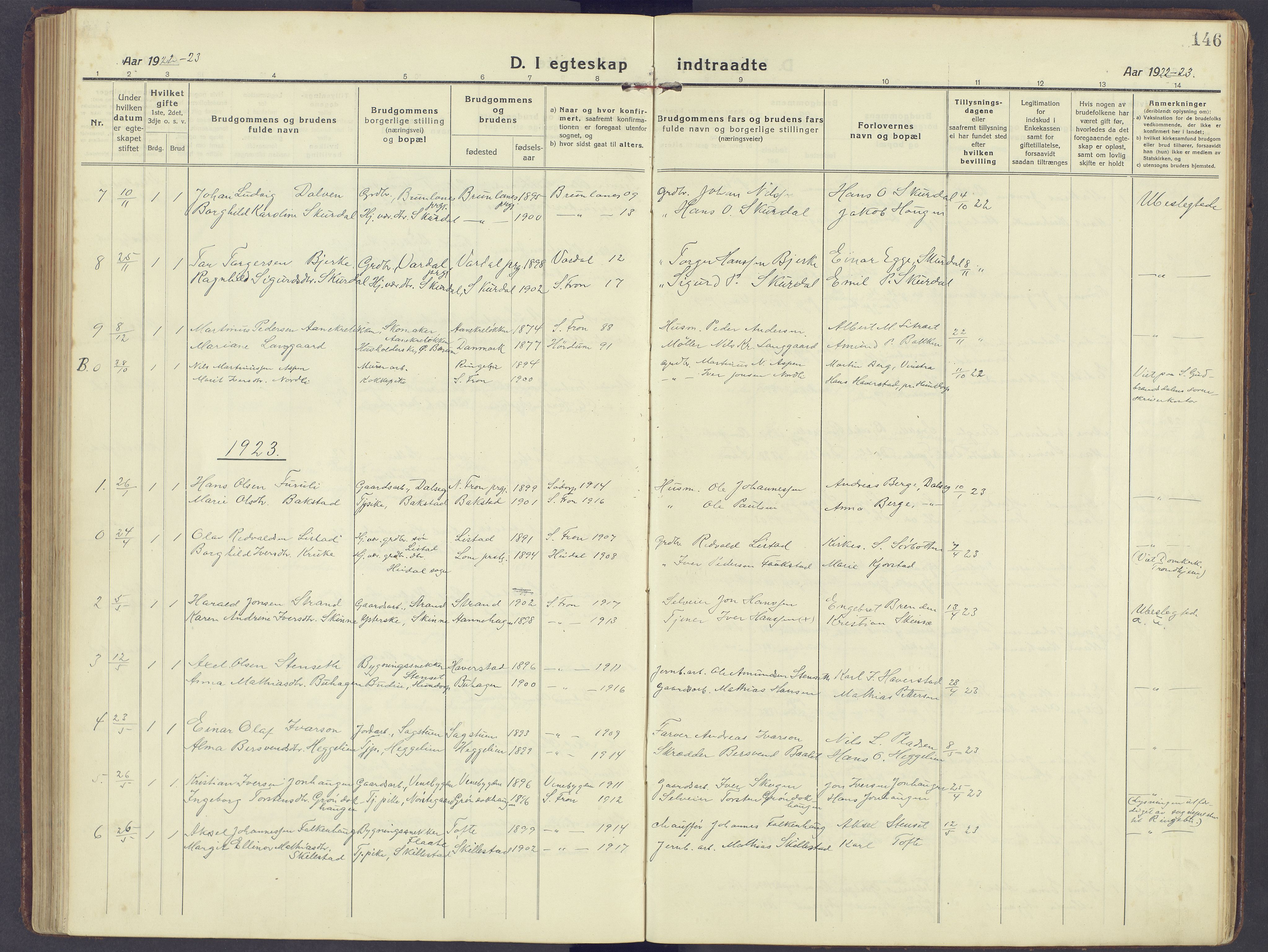 Sør-Fron prestekontor, SAH/PREST-010/H/Ha/Haa/L0005: Parish register (official) no. 5, 1920-1933, p. 146