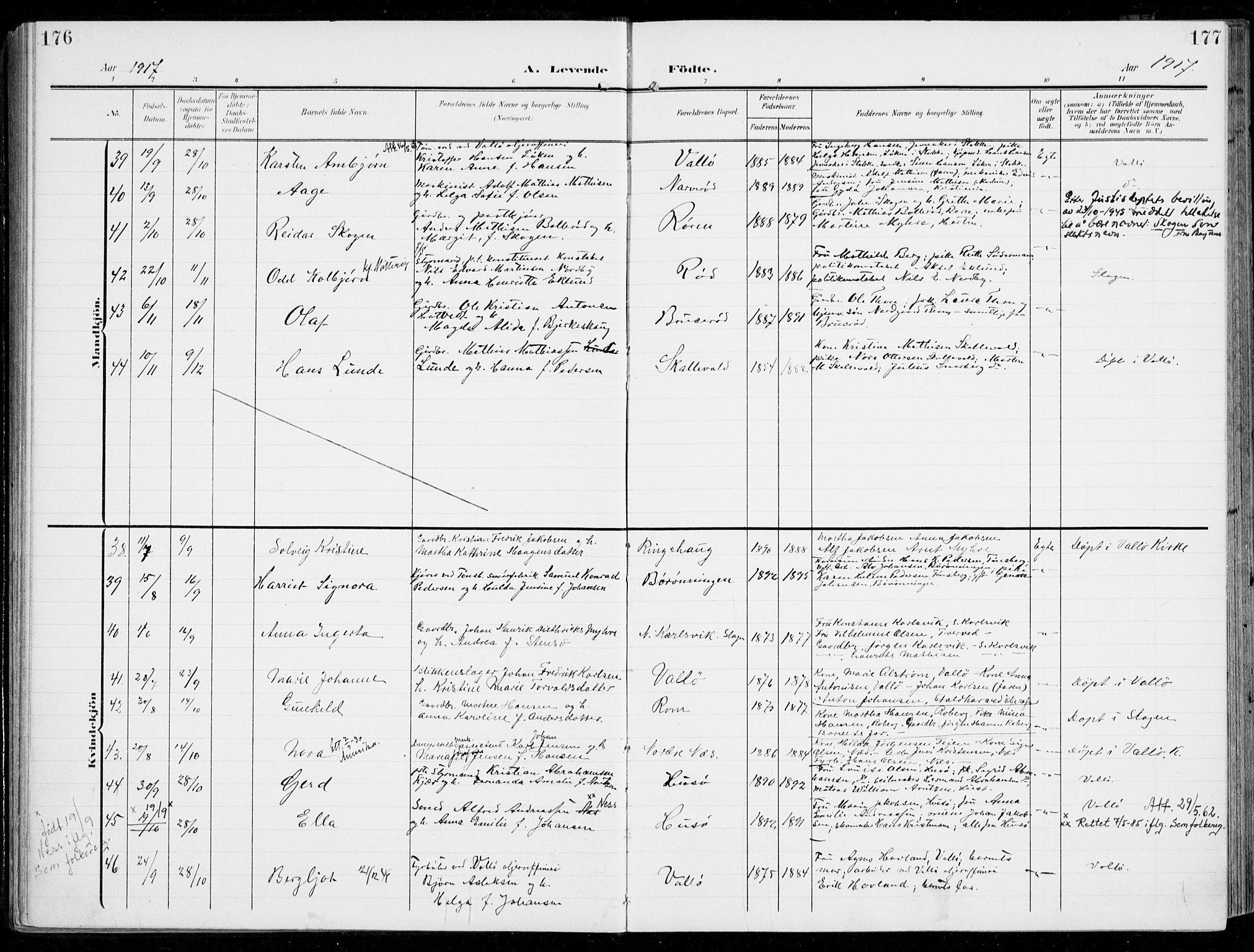 Sem kirkebøker, AV/SAKO-A-5/F/Fb/L0006: Parish register (official) no. II 6, 1905-1918, p. 176-177