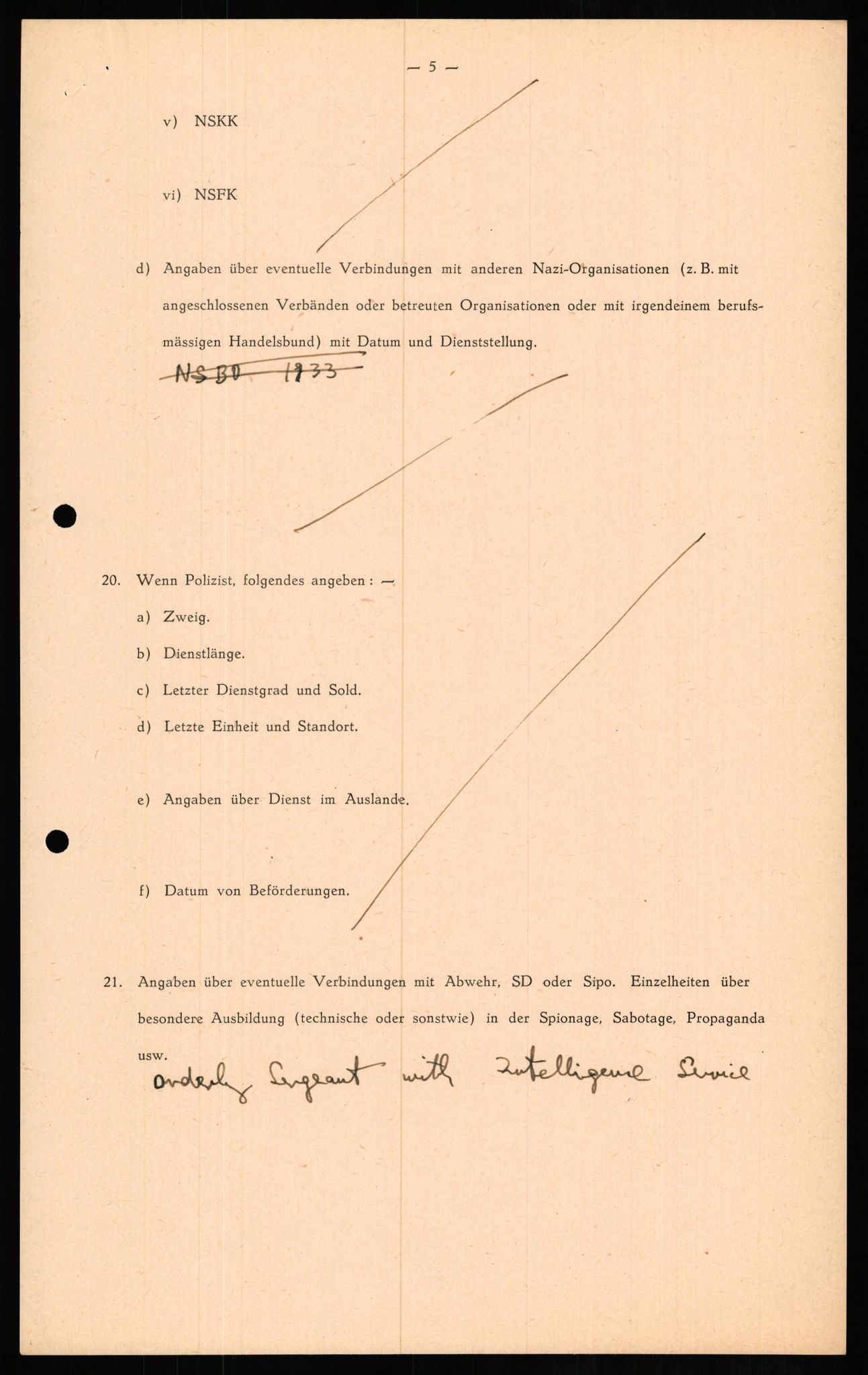 Forsvaret, Forsvarets overkommando II, AV/RA-RAFA-3915/D/Db/L0016: CI Questionaires. Tyske okkupasjonsstyrker i Norge. Tyskere., 1945-1946, p. 875