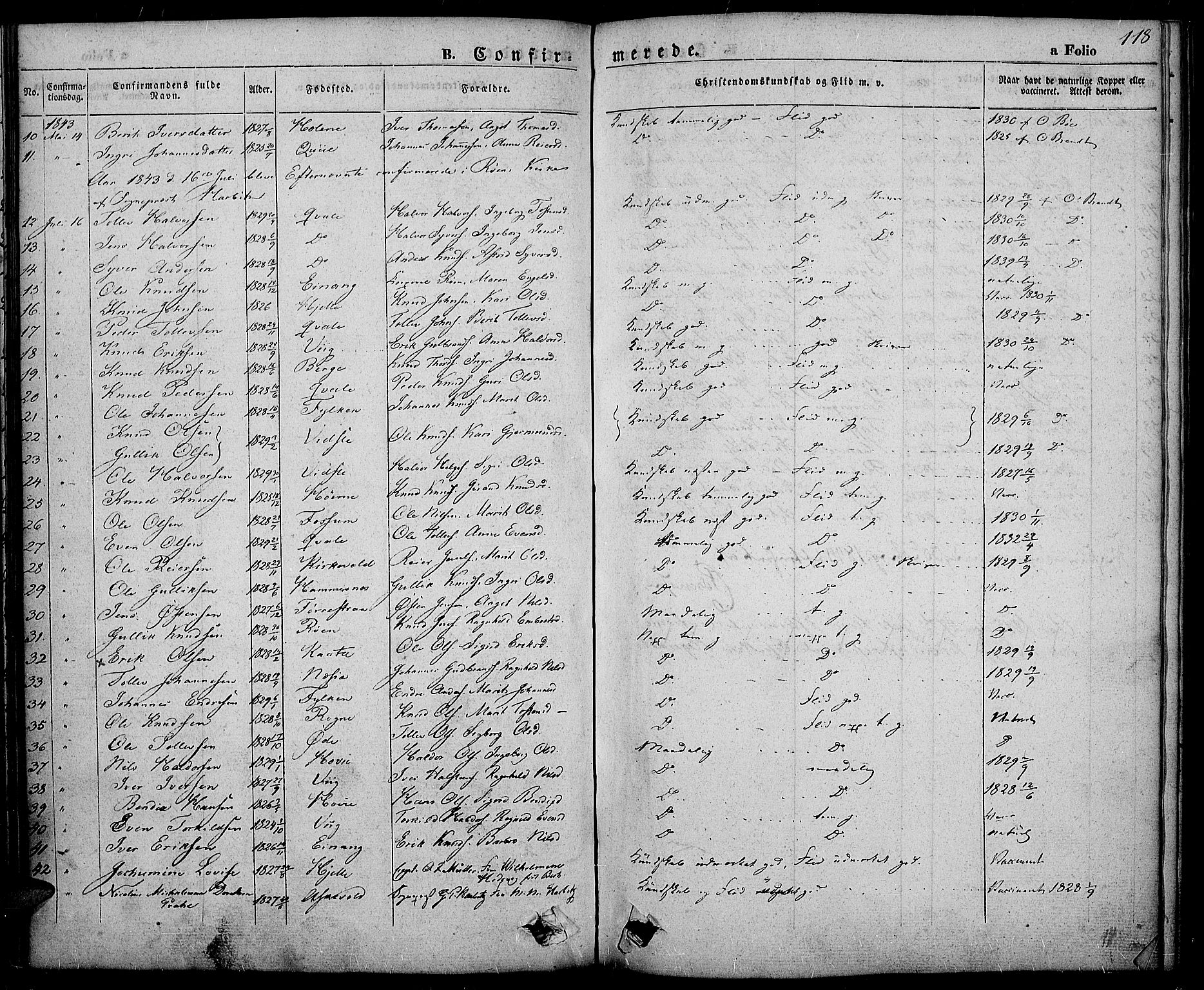Slidre prestekontor, SAH/PREST-134/H/Ha/Haa/L0003: Parish register (official) no. 3, 1831-1843, p. 118