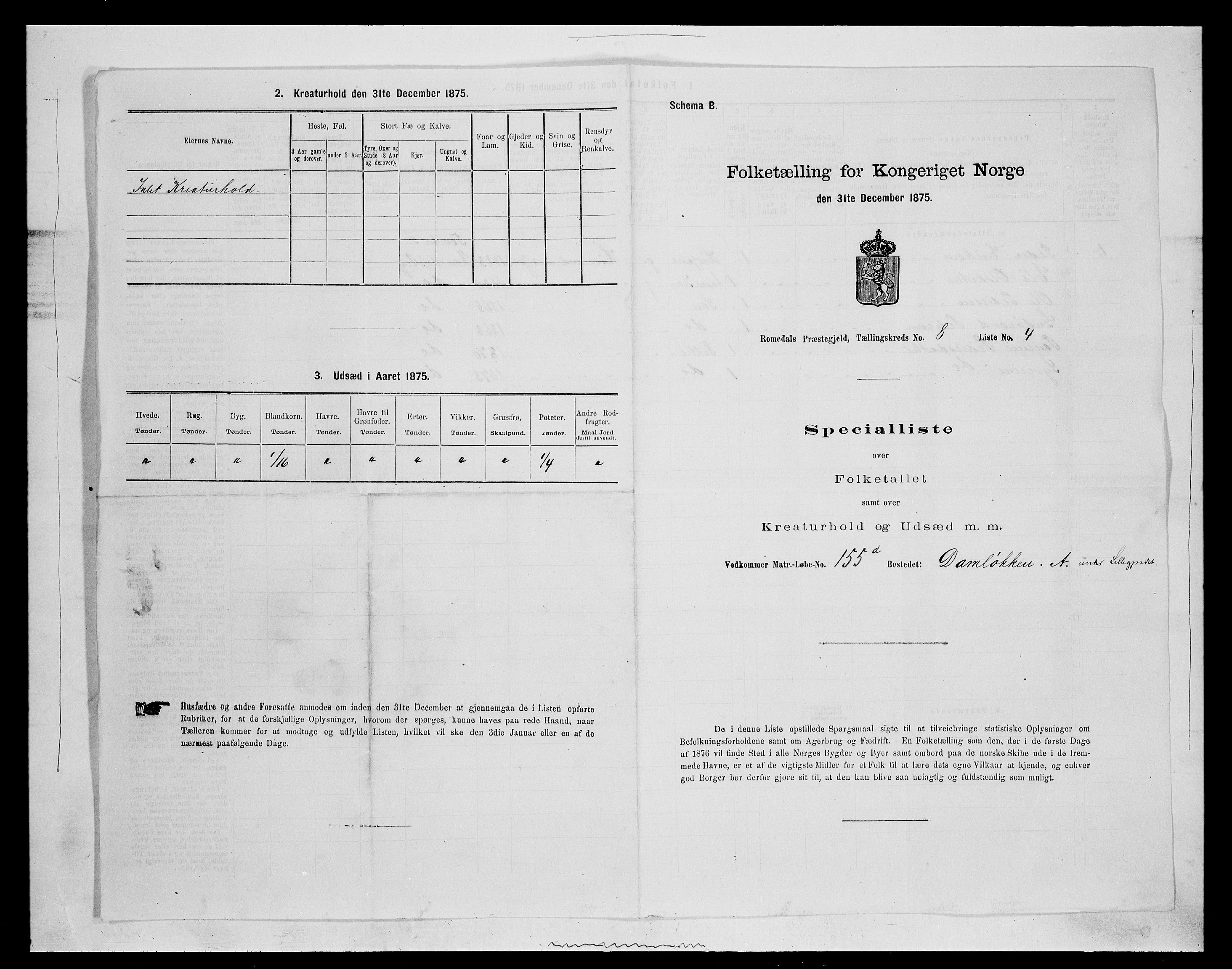 SAH, 1875 census for 0416P Romedal, 1875, p. 1212