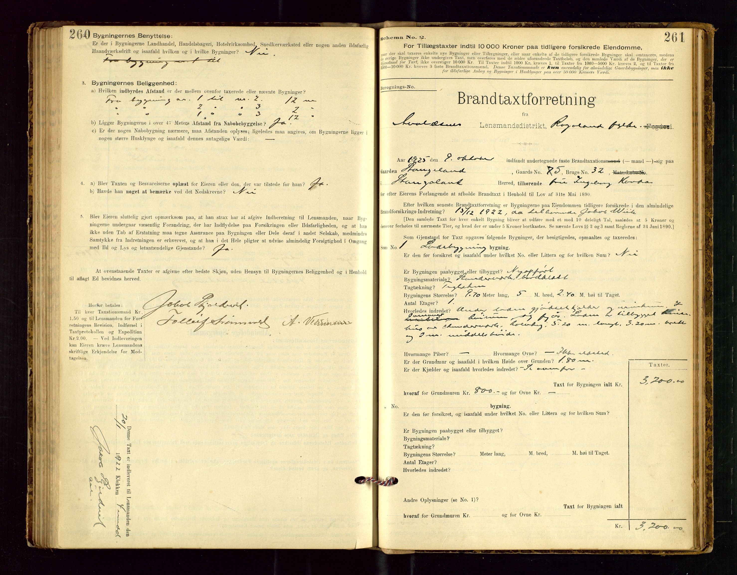 Avaldsnes lensmannskontor, SAST/A-100286/Gob/L0001: "Brandtaxationsprotokol for Avaldsnes Lensmandsdistrikt Ryfylke Fogderi", 1894-1925, p. 260-261