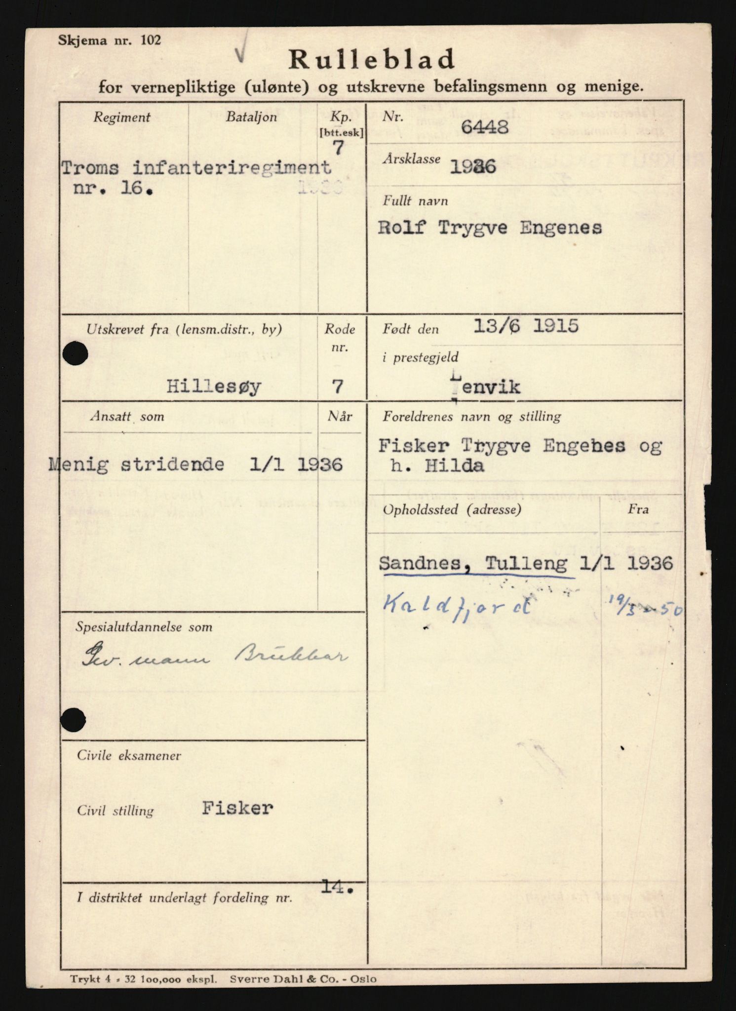 Forsvaret, Troms infanteriregiment nr. 16, AV/RA-RAFA-3146/P/Pa/L0020: Rulleblad for regimentets menige mannskaper, årsklasse 1936, 1936, p. 187