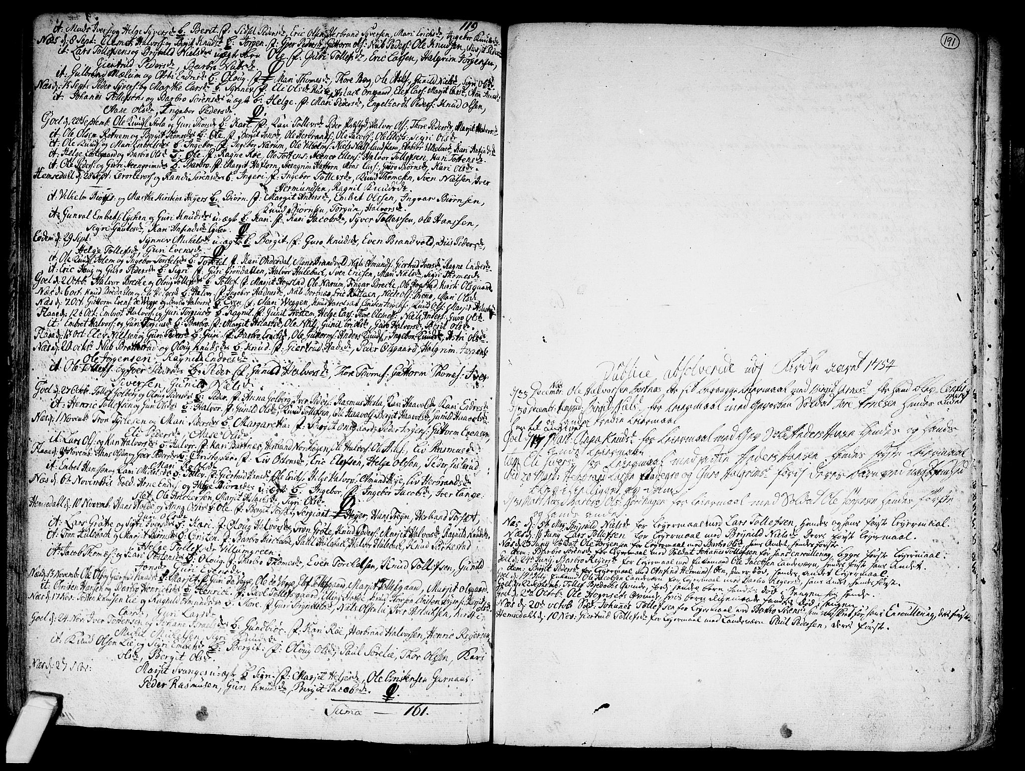Nes kirkebøker, SAKO/A-236/F/Fa/L0002: Parish register (official) no. 2, 1707-1759, p. 191