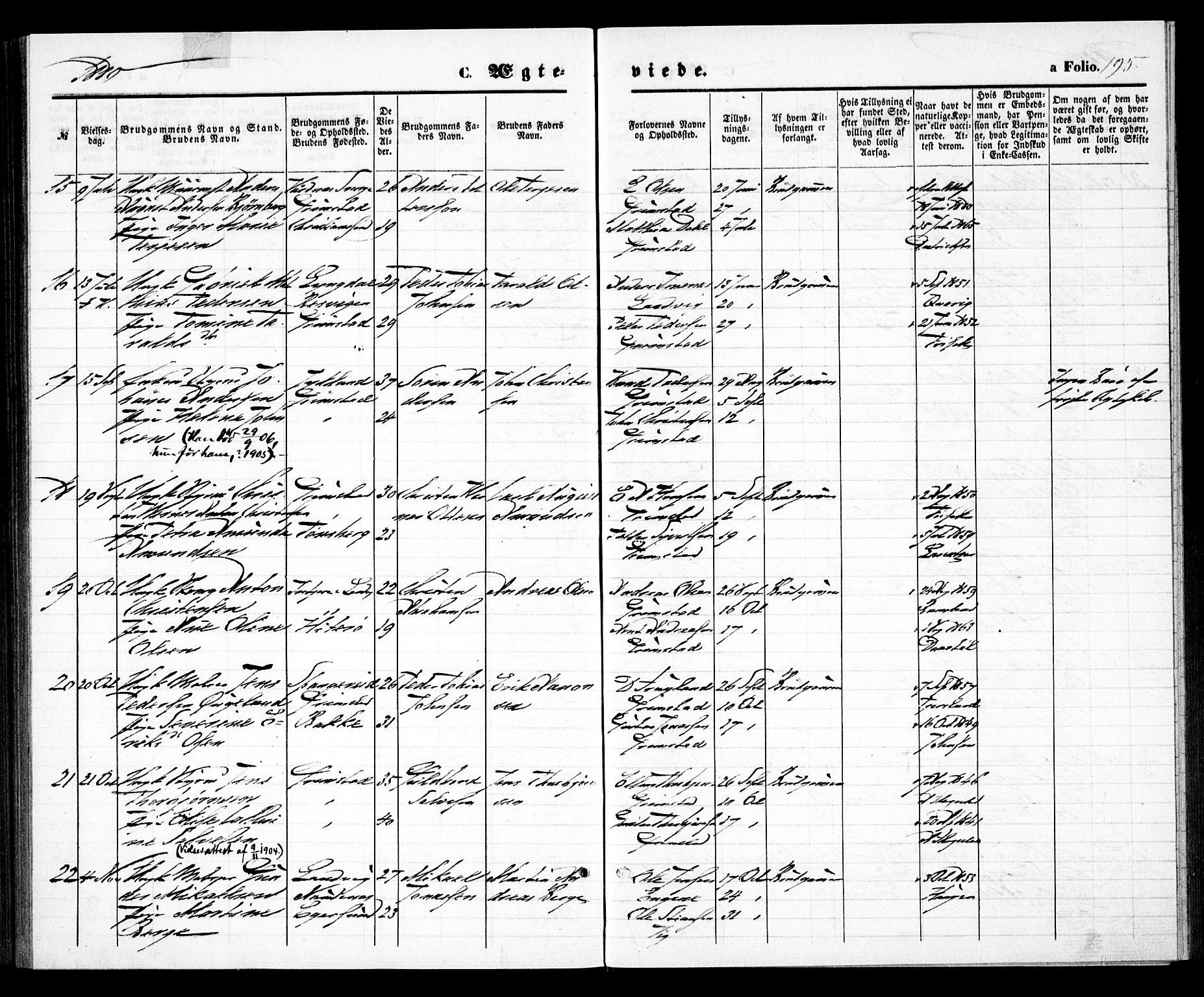 Grimstad sokneprestkontor, AV/SAK-1111-0017/F/Fa/L0002: Parish register (official) no. A 1, 1869-1881, p. 195