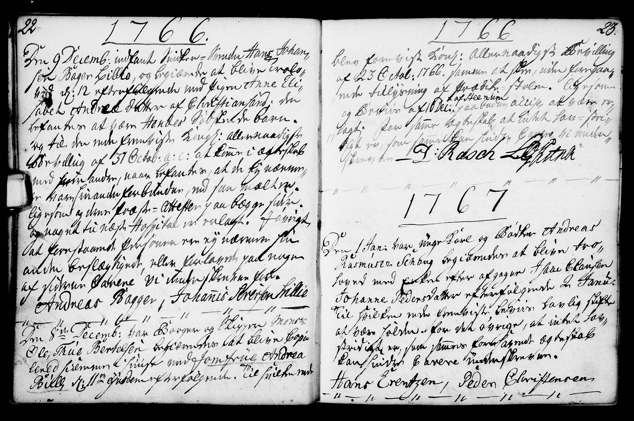 Porsgrunn kirkebøker , SAKO/A-104/F/Fa/L0003: Parish register (official) no. 3, 1764-1814, p. 22-23