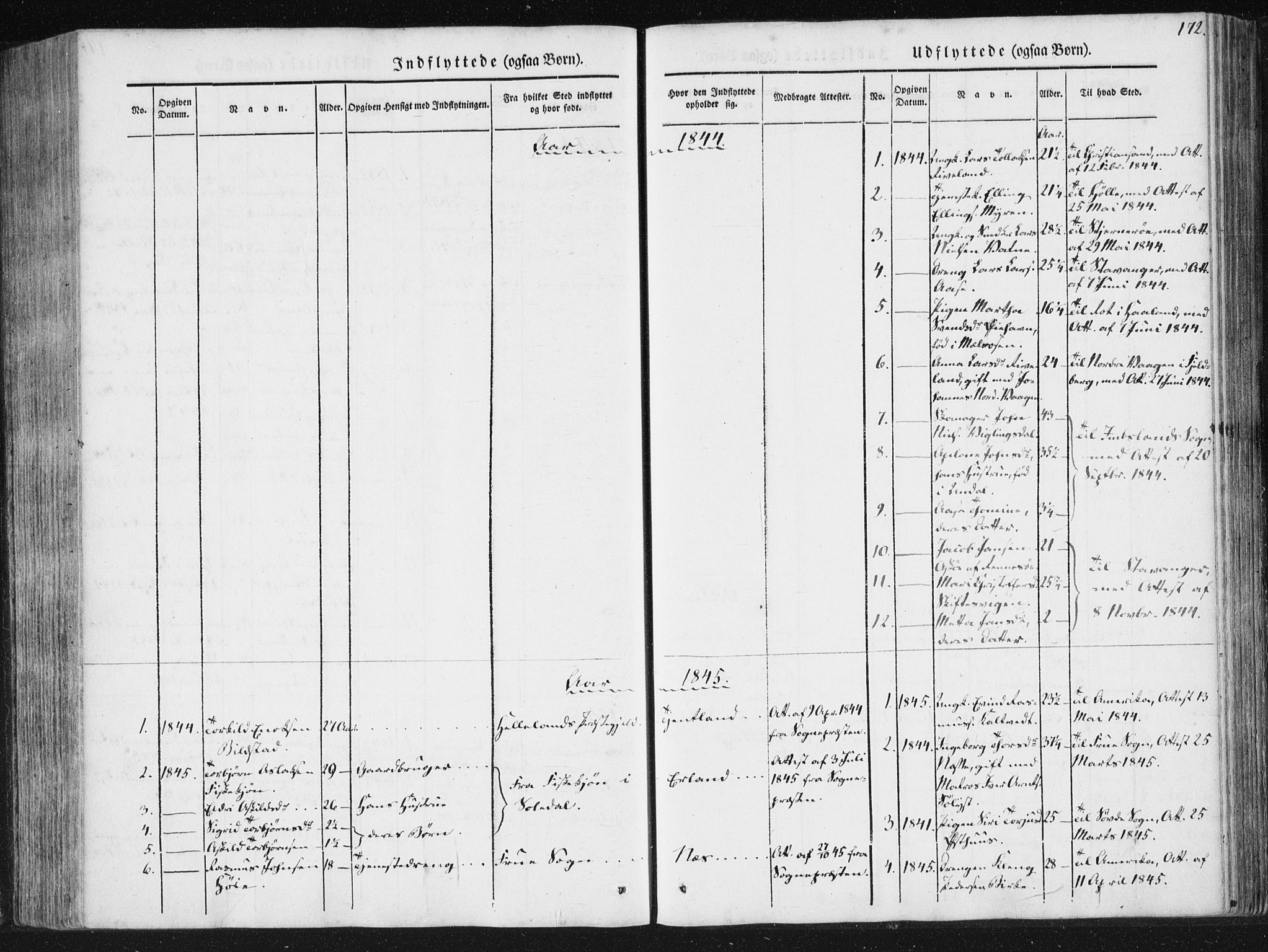Hjelmeland sokneprestkontor, SAST/A-101843/01/IV/L0008: Parish register (official) no. A 8, 1842-1861, p. 172