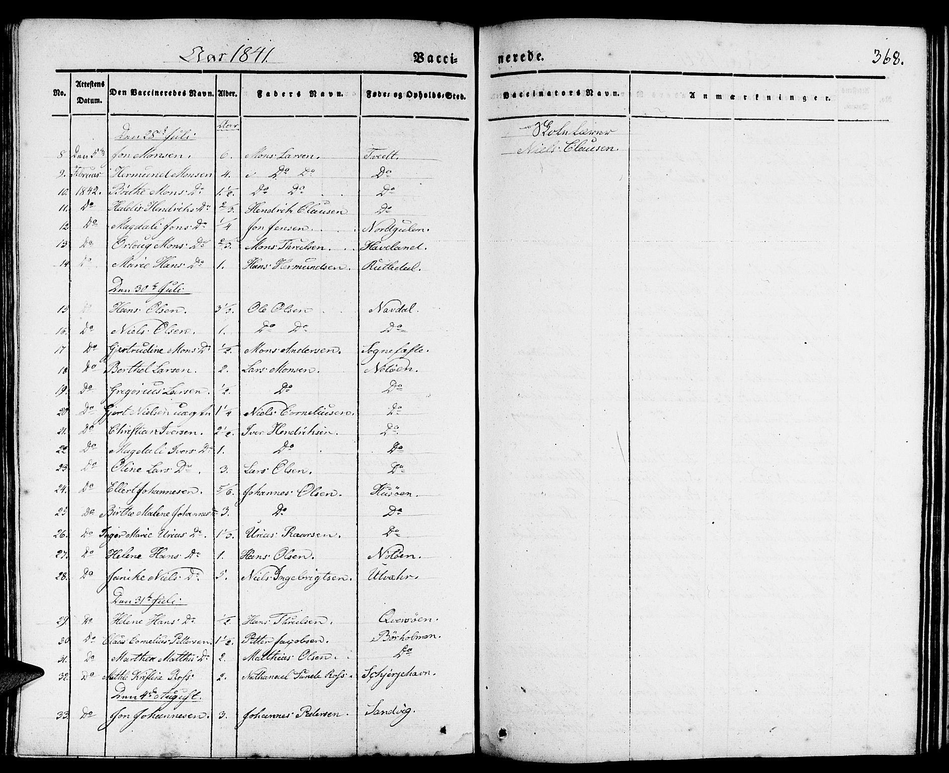 Gulen sokneprestembete, AV/SAB-A-80201/H/Haa/Haaa/L0020: Parish register (official) no. A 20, 1837-1847, p. 368