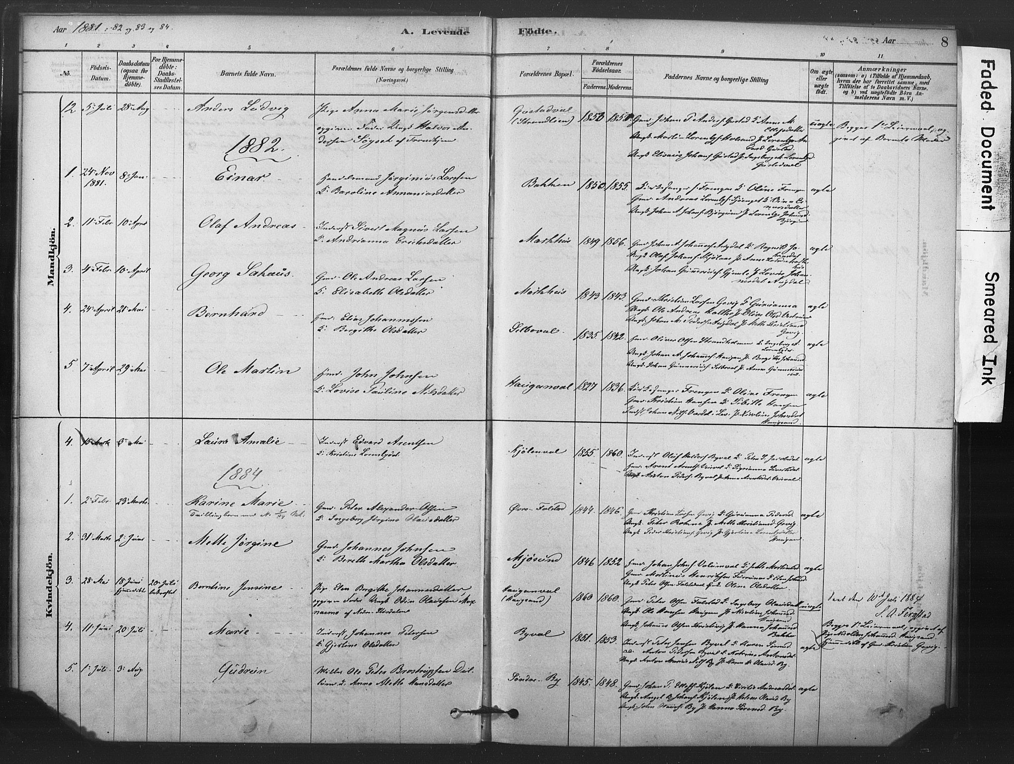 Ministerialprotokoller, klokkerbøker og fødselsregistre - Nord-Trøndelag, SAT/A-1458/719/L0178: Parish register (official) no. 719A01, 1878-1900, p. 8