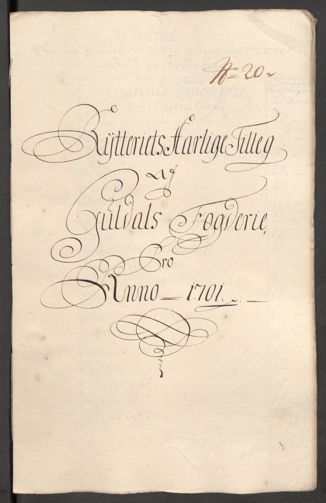Rentekammeret inntil 1814, Reviderte regnskaper, Fogderegnskap, RA/EA-4092/R60/L3951: Fogderegnskap Orkdal og Gauldal, 1701, p. 302