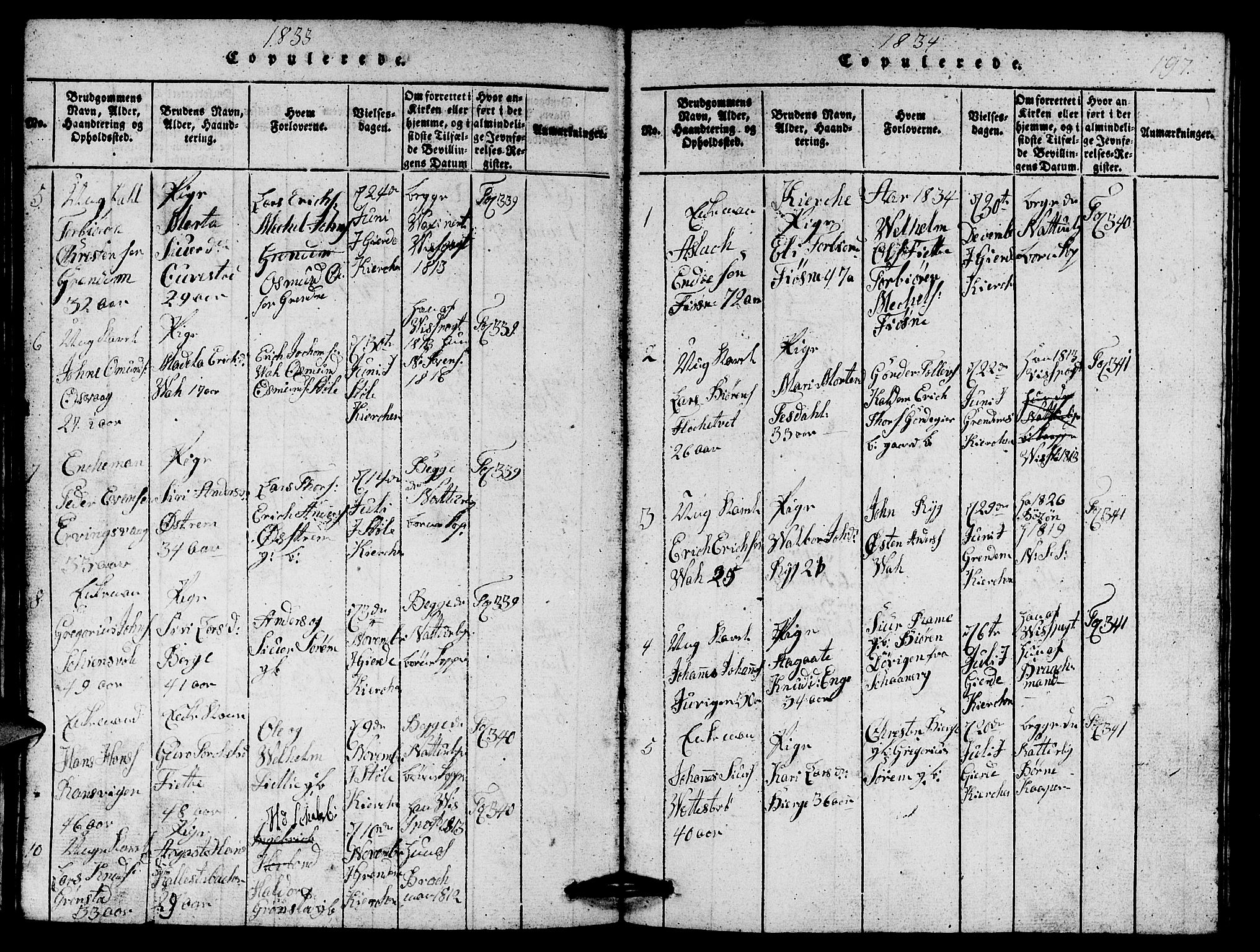 Etne sokneprestembete, SAB/A-75001/H/Hab: Parish register (copy) no. A 1, 1815-1849, p. 197