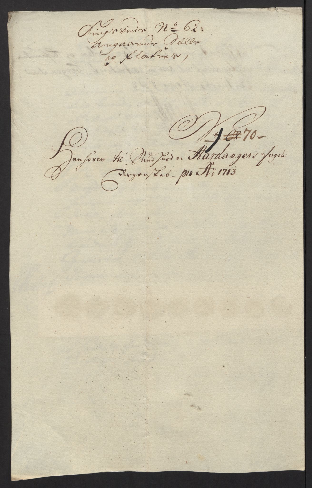 Rentekammeret inntil 1814, Reviderte regnskaper, Fogderegnskap, RA/EA-4092/R48/L2989: Fogderegnskap Sunnhordland og Hardanger, 1713, p. 384