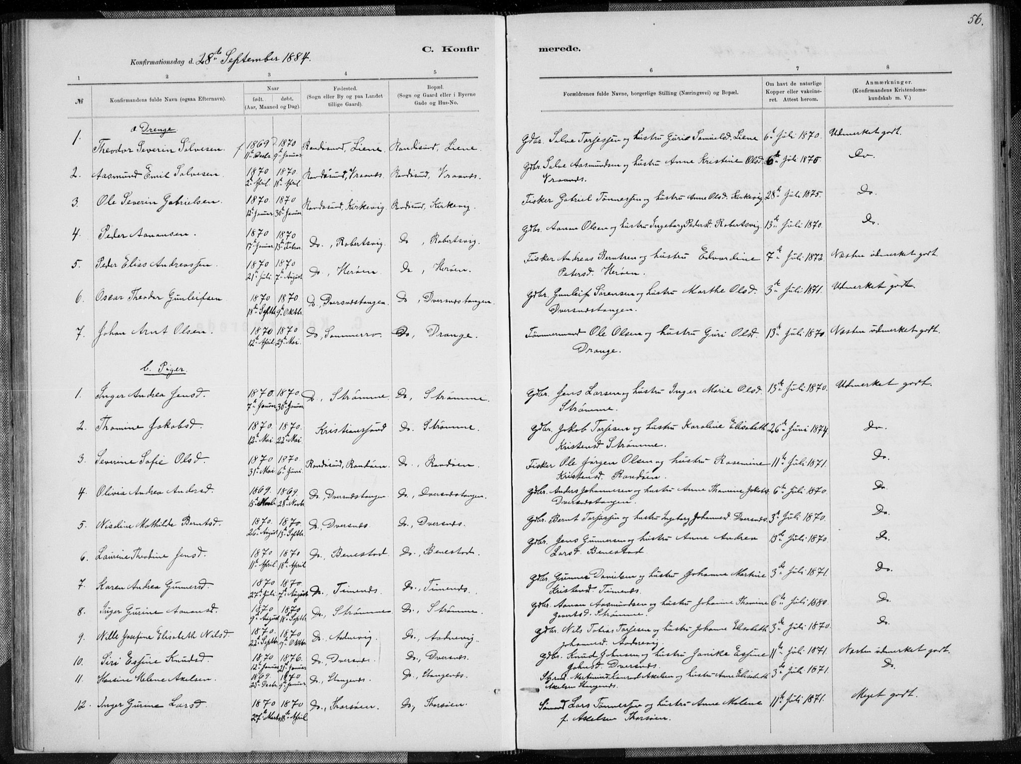 Oddernes sokneprestkontor, AV/SAK-1111-0033/F/Fa/Fab/L0002: Parish register (official) no. A 2, 1884-1903, p. 56