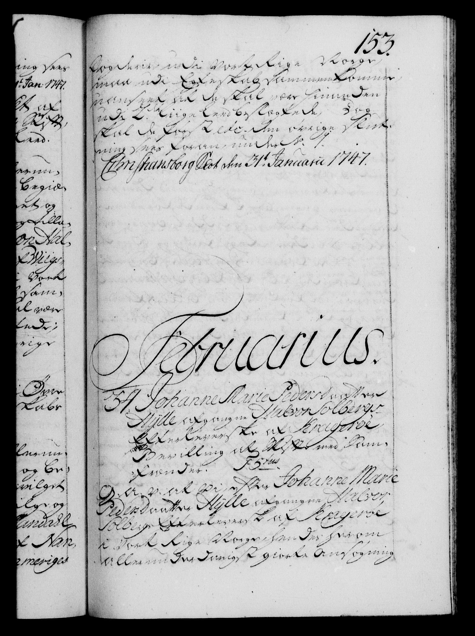 Danske Kanselli 1572-1799, RA/EA-3023/F/Fc/Fca/Fcaa/L0035: Norske registre, 1746-1748, p. 153a
