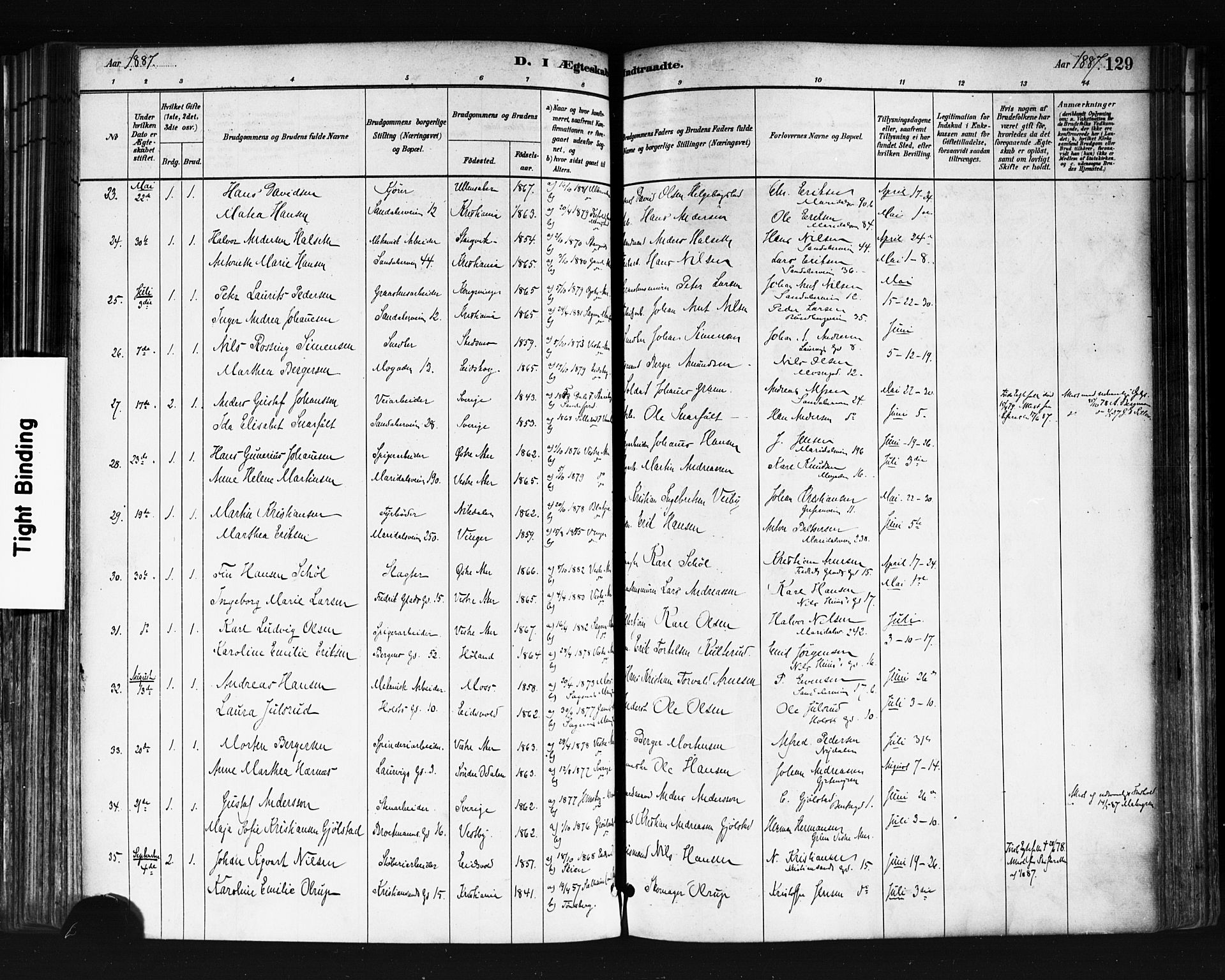 Sagene prestekontor Kirkebøker, AV/SAO-A-10796/F/L0002: Parish register (official) no. 2, 1880-1897, p. 129