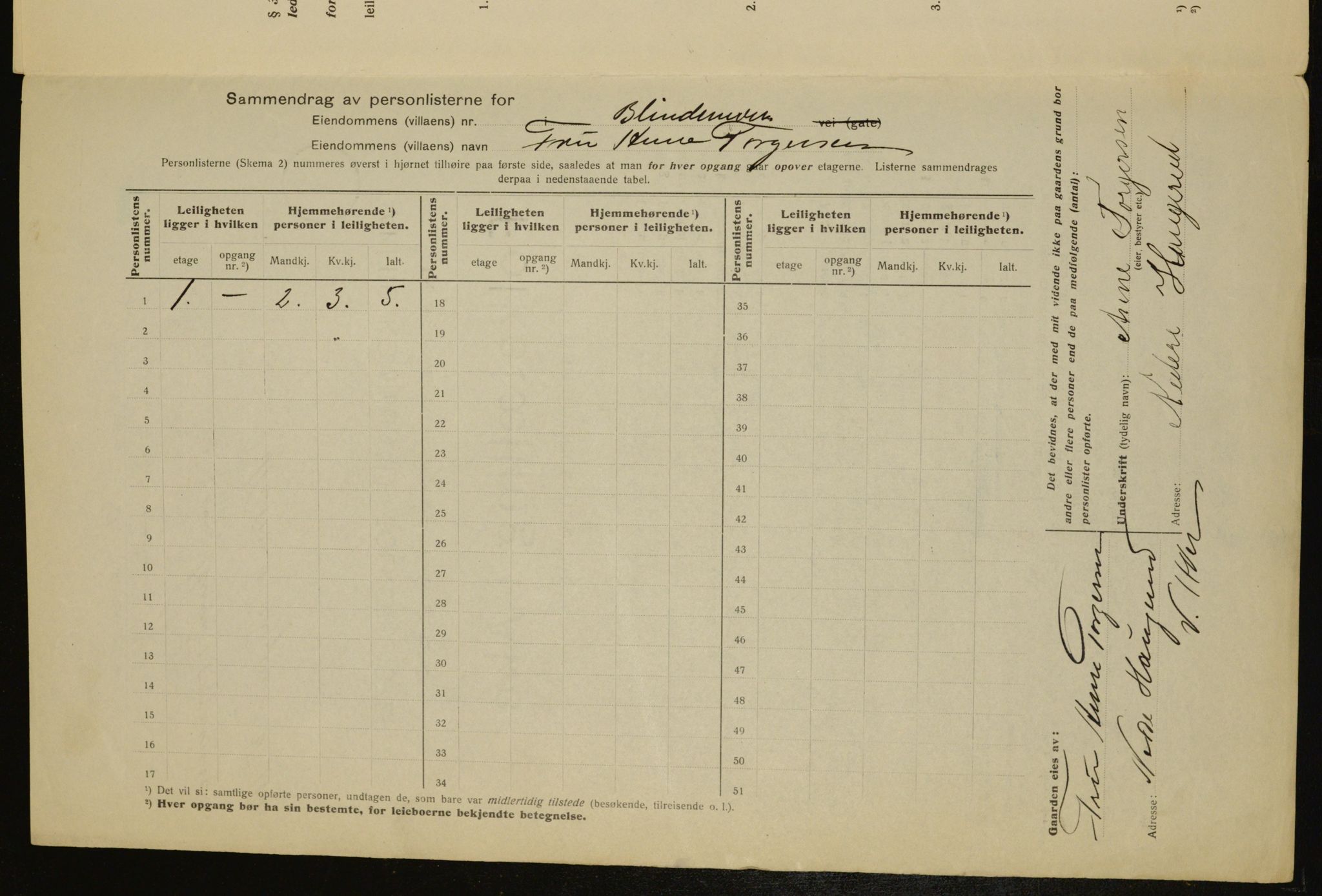 OBA, Municipal Census 1917 for Aker, 1917, p. 10444