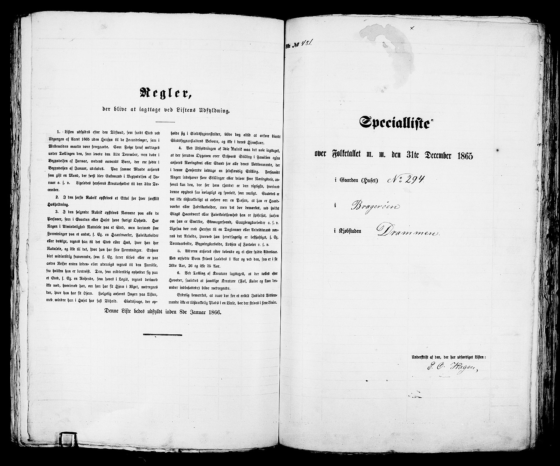 RA, 1865 census for Bragernes in Drammen, 1865, p. 1005