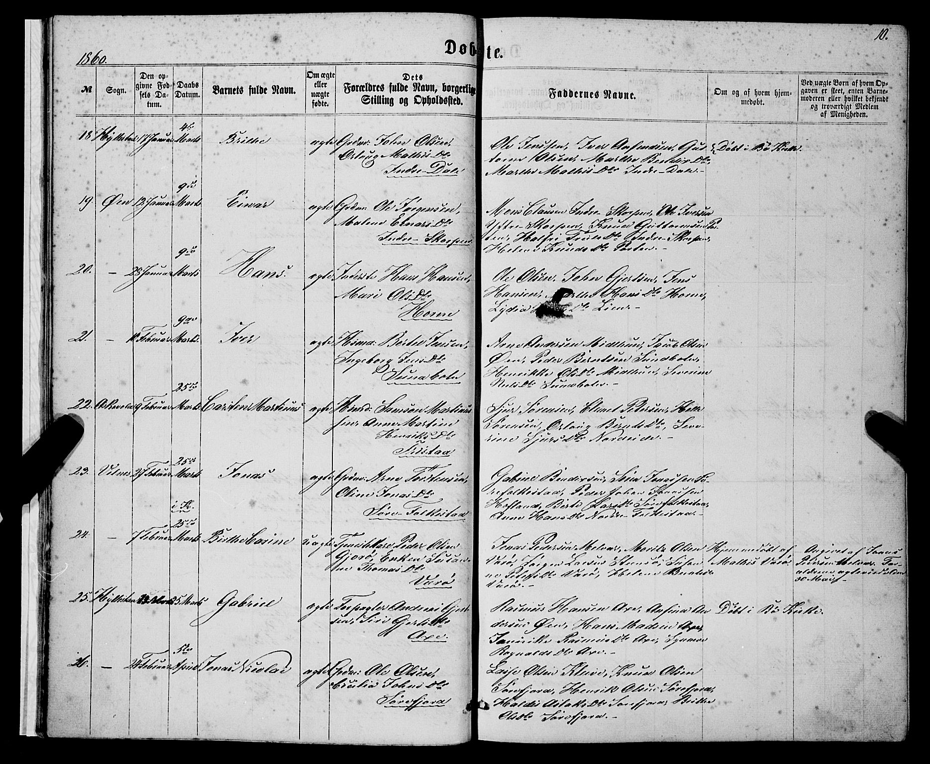 Askvoll sokneprestembete, AV/SAB-A-79501/H/Haa/Haaa/L0012: Parish register (official) no. A 12, 1859-1878, p. 10