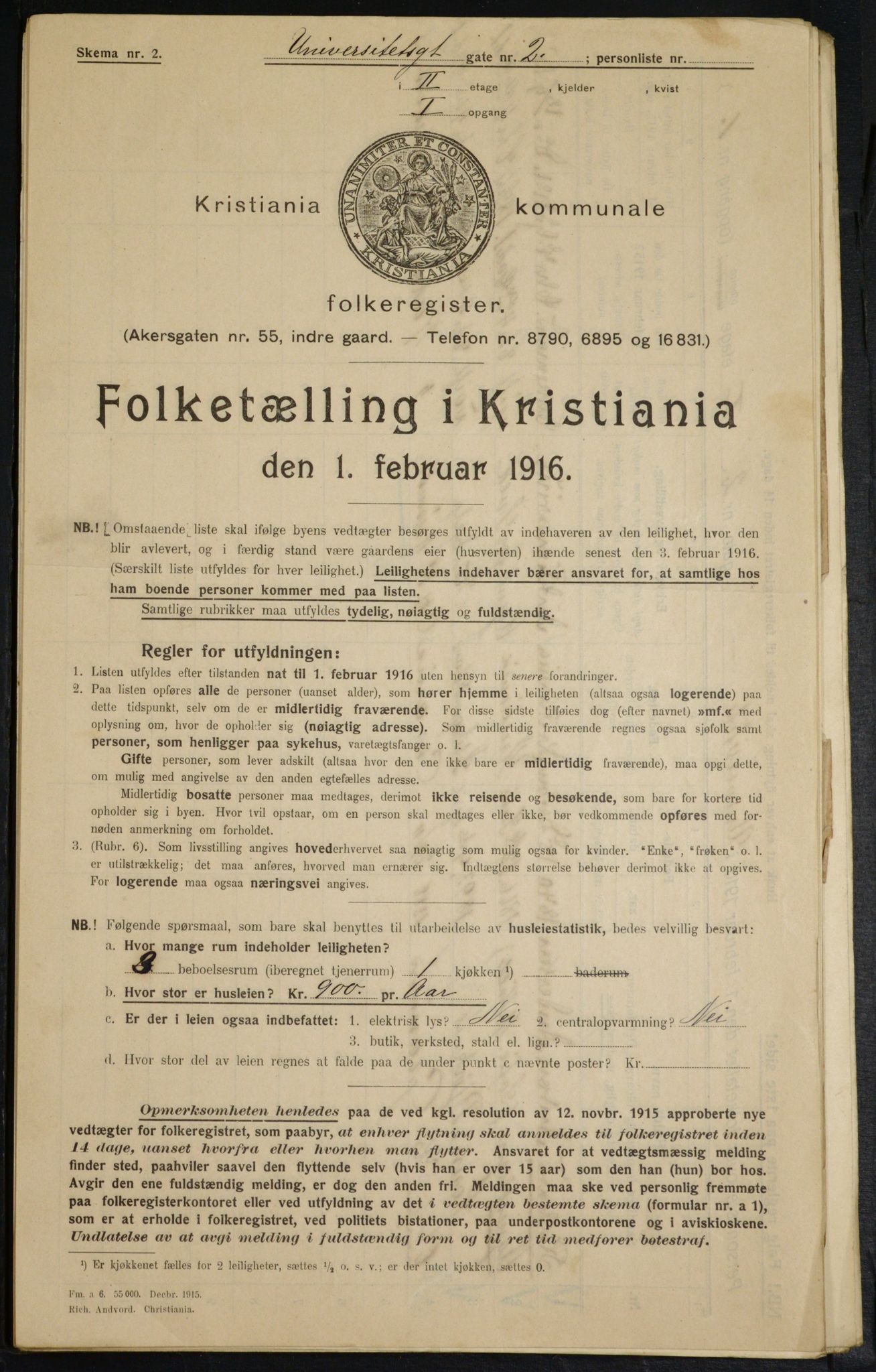 OBA, Municipal Census 1916 for Kristiania, 1916, p. 123666