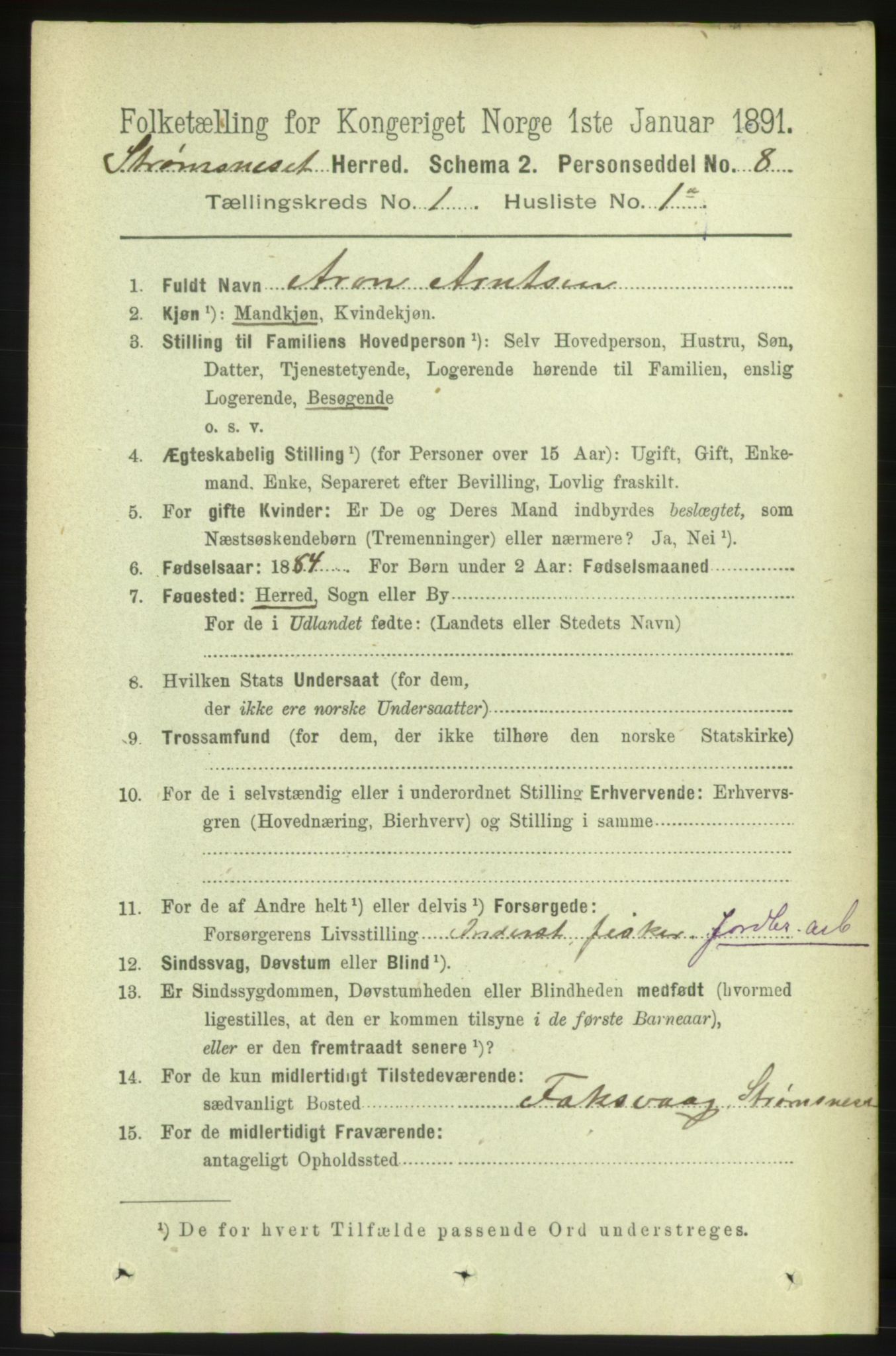 RA, 1891 census for 1559 Straumsnes, 1891, p. 50