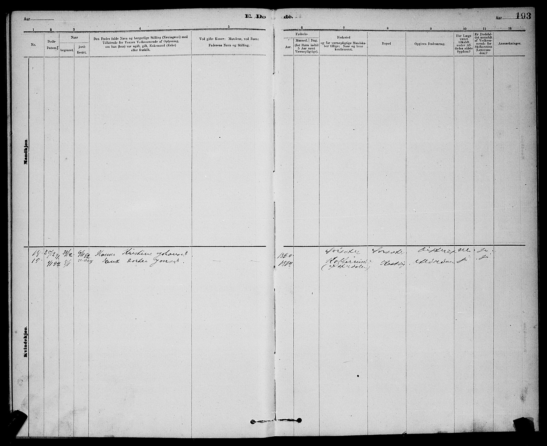 Ministerialprotokoller, klokkerbøker og fødselsregistre - Sør-Trøndelag, SAT/A-1456/637/L0562: Parish register (copy) no. 637C03, 1883-1898, p. 193