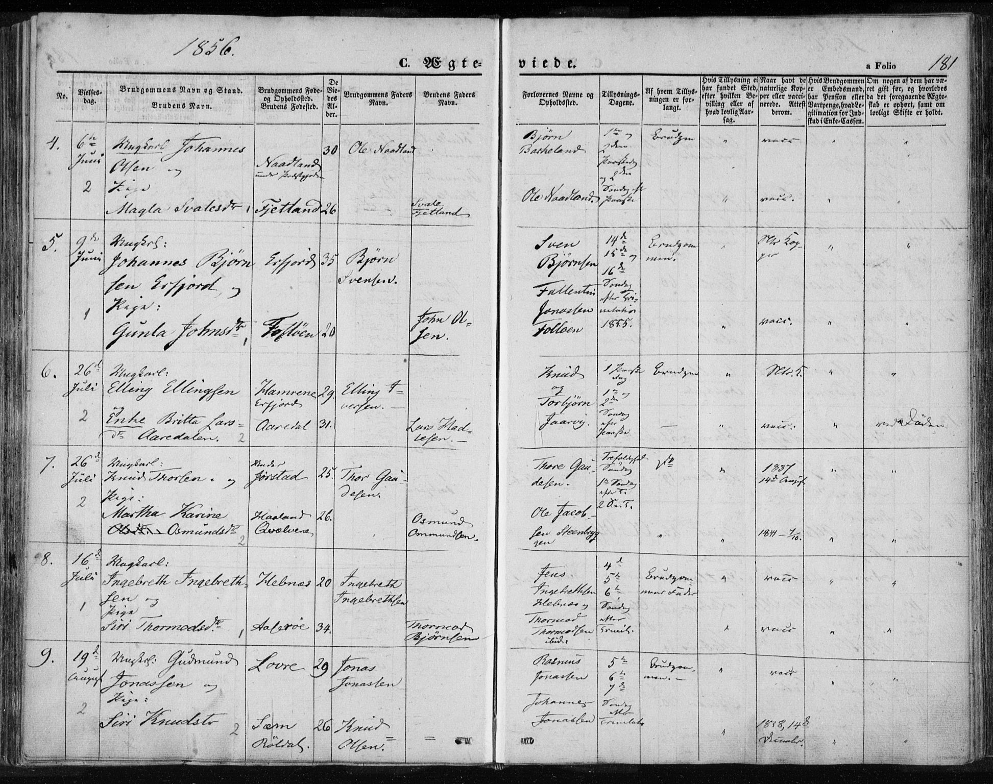 Jelsa sokneprestkontor, AV/SAST-A-101842/01/IV: Parish register (official) no. A 7, 1854-1866, p. 181