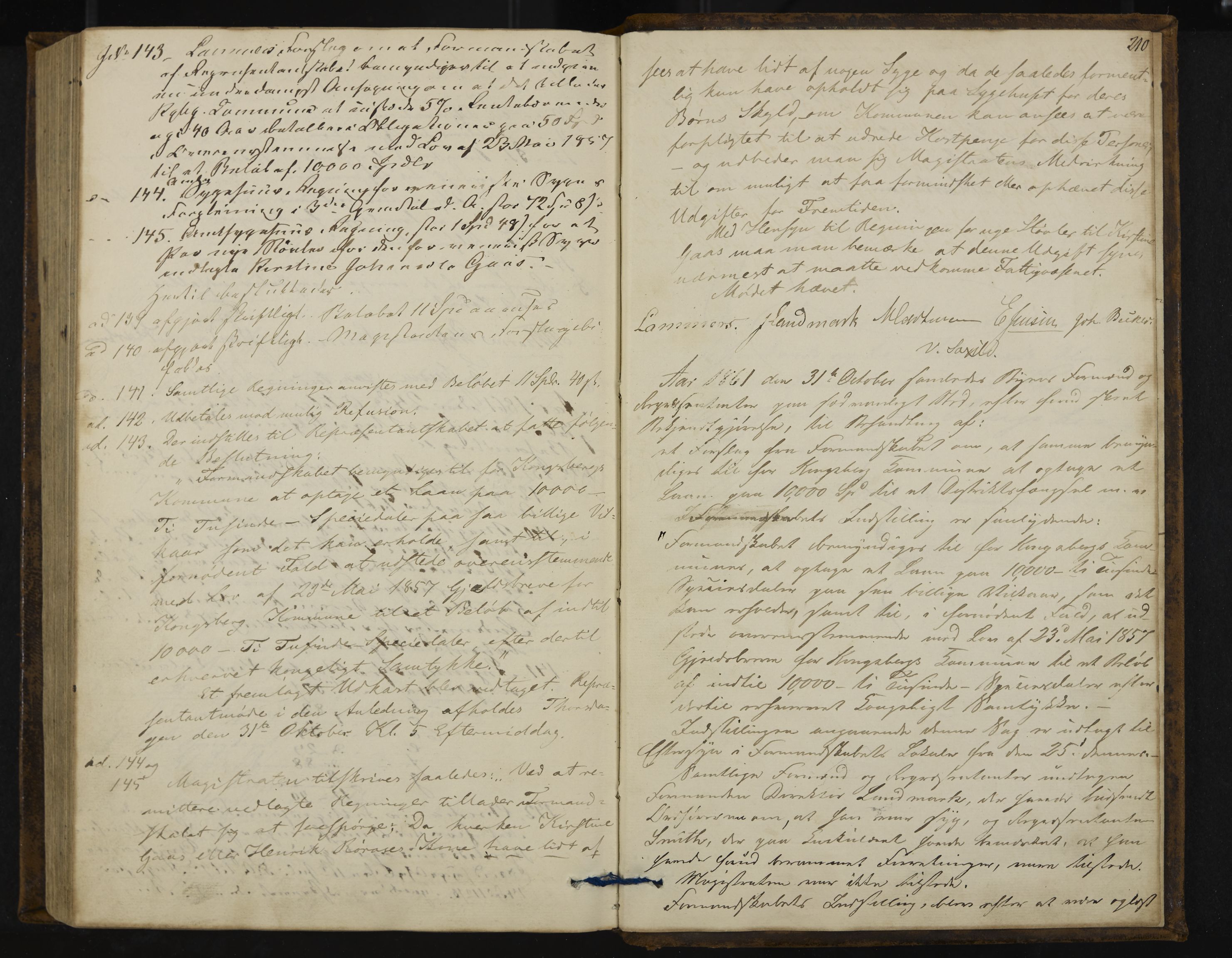 Kongsberg formannskap og sentraladministrasjon, IKAK/0604021-1/A/L0003: Møtebok med register, 1856-1861, p. 210