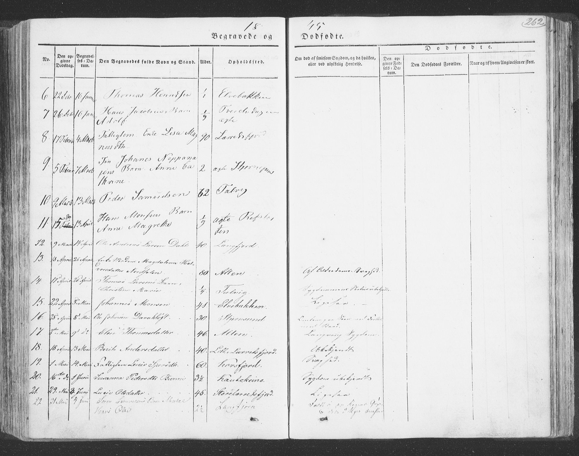 Talvik sokneprestkontor, AV/SATØ-S-1337/H/Ha/L0009kirke: Parish register (official) no. 9, 1837-1852, p. 262