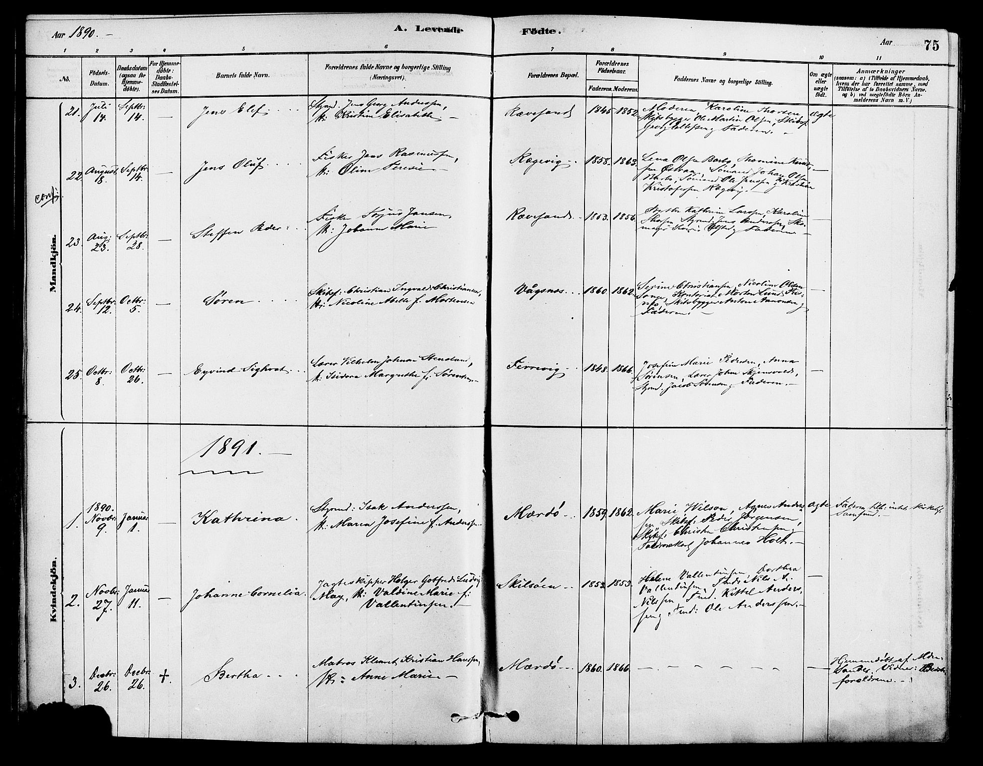 Tromøy sokneprestkontor, AV/SAK-1111-0041/F/Fa/L0009: Parish register (official) no. A 9, 1878-1896, p. 75