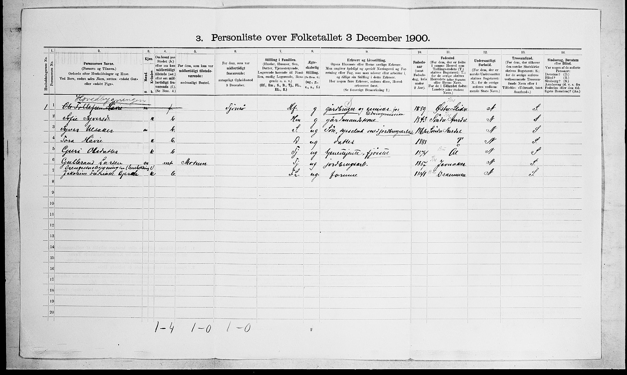 RA, 1900 census for Lier, 1900, p. 76