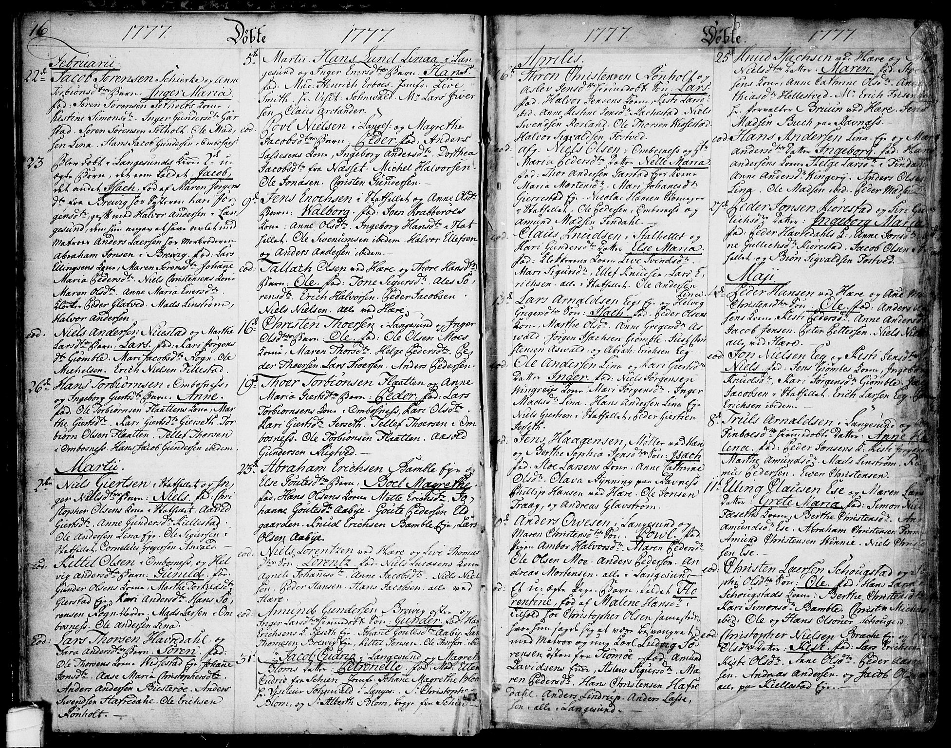 Bamble kirkebøker, SAKO/A-253/F/Fa/L0002: Parish register (official) no. I 2, 1775-1814, p. 16-17