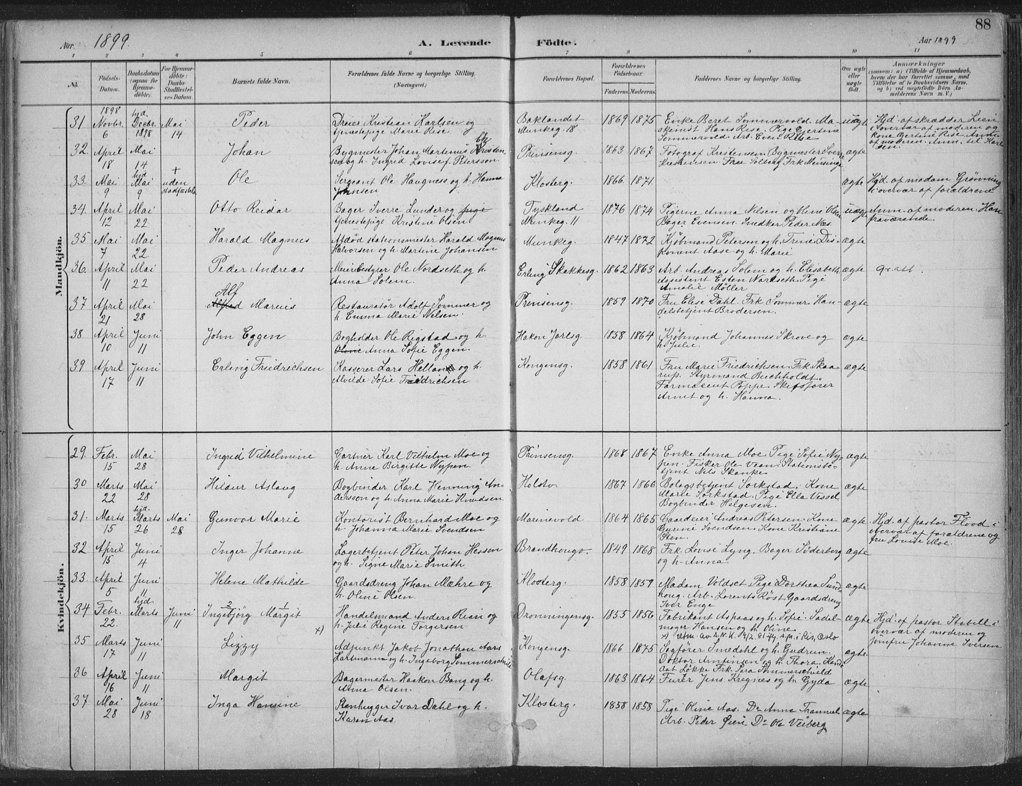 Ministerialprotokoller, klokkerbøker og fødselsregistre - Sør-Trøndelag, SAT/A-1456/601/L0062: Parish register (official) no. 601A30, 1891-1911, p. 88