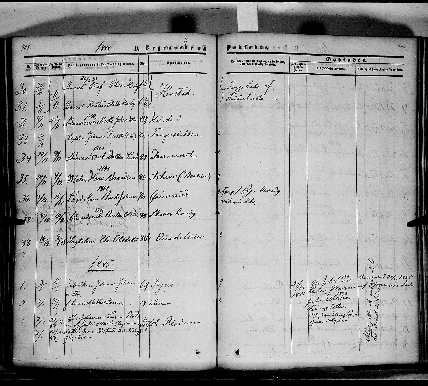Nes prestekontor, Hedmark, SAH/PREST-020/K/Ka/L0004: Parish register (official) no. 4, 1852-1886, p. 408