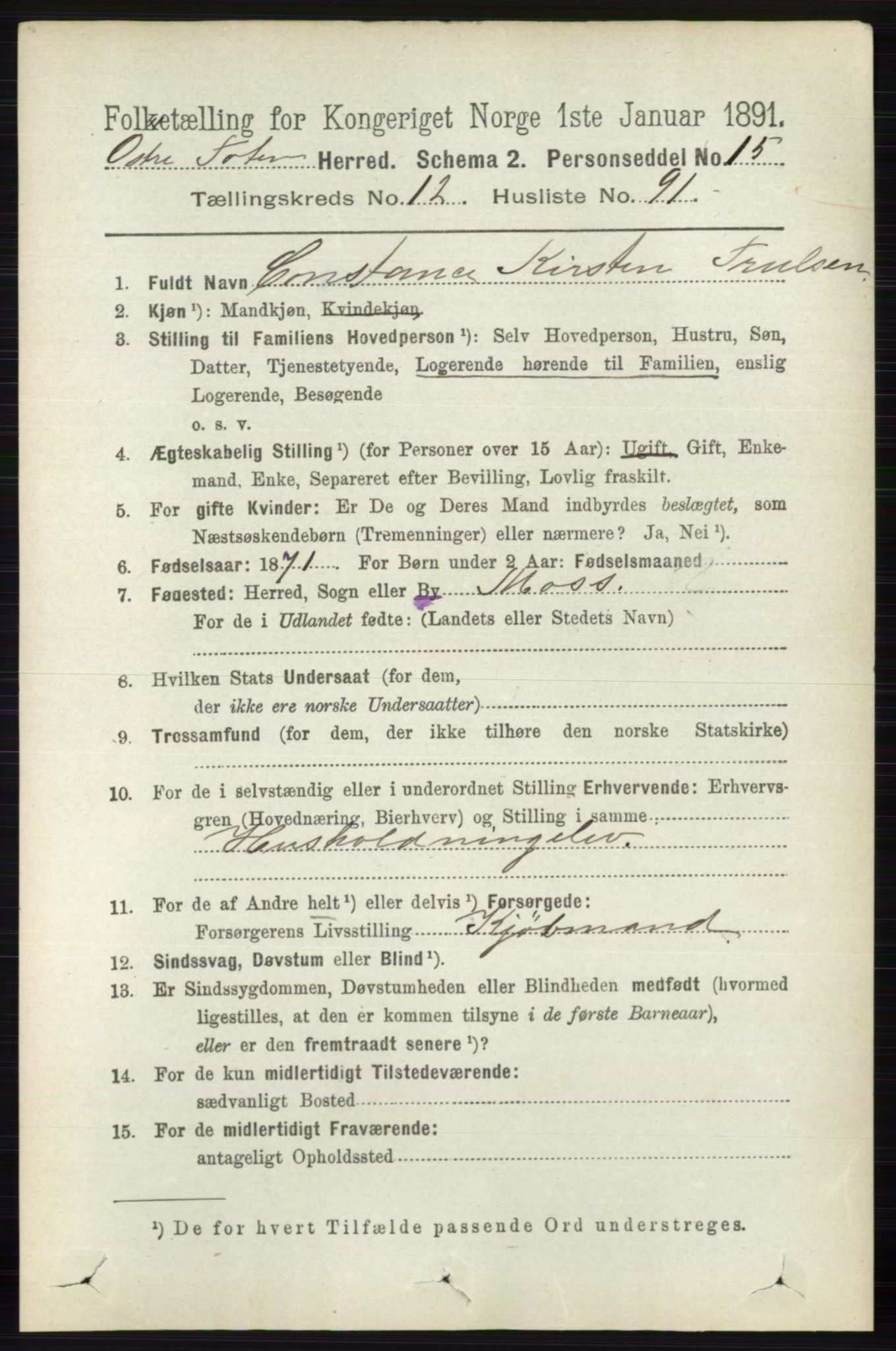 RA, 1891 census for 0528 Østre Toten, 1891, p. 8256