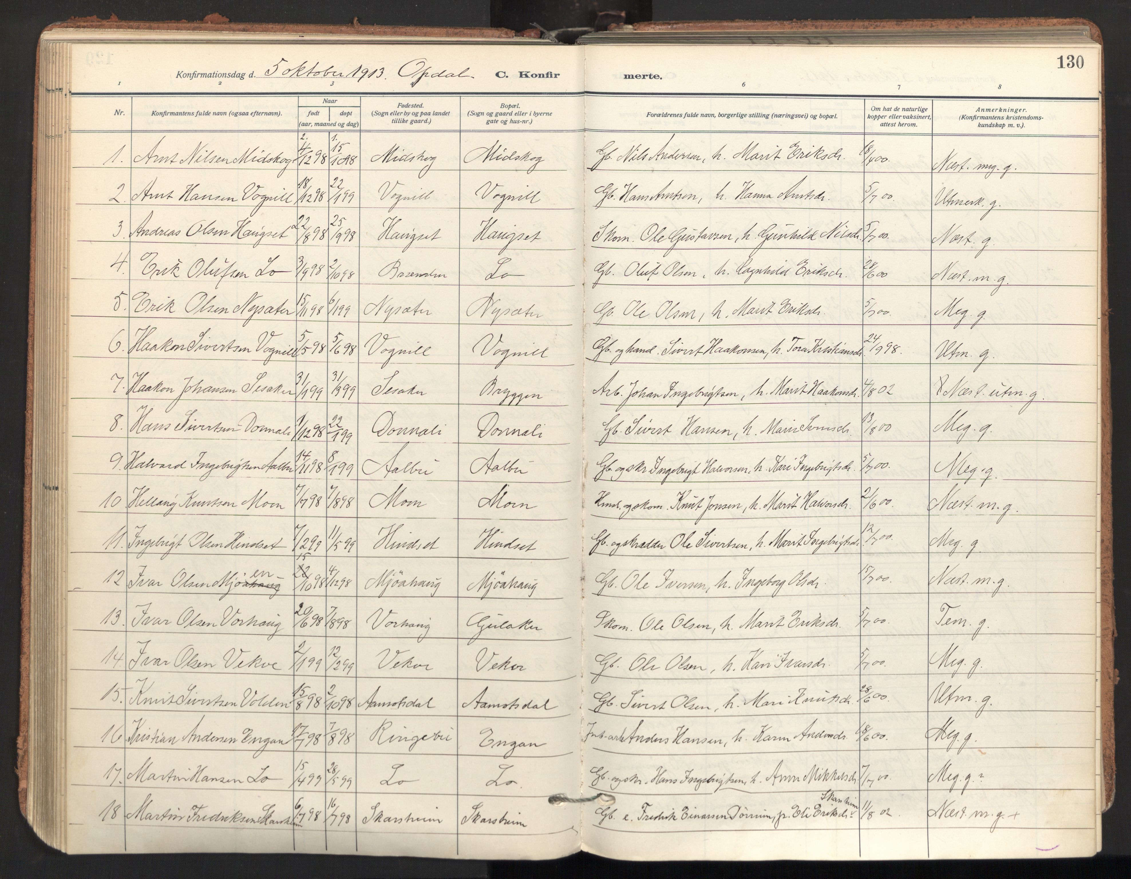 Ministerialprotokoller, klokkerbøker og fødselsregistre - Sør-Trøndelag, SAT/A-1456/678/L0909: Parish register (official) no. 678A17, 1912-1930, p. 130