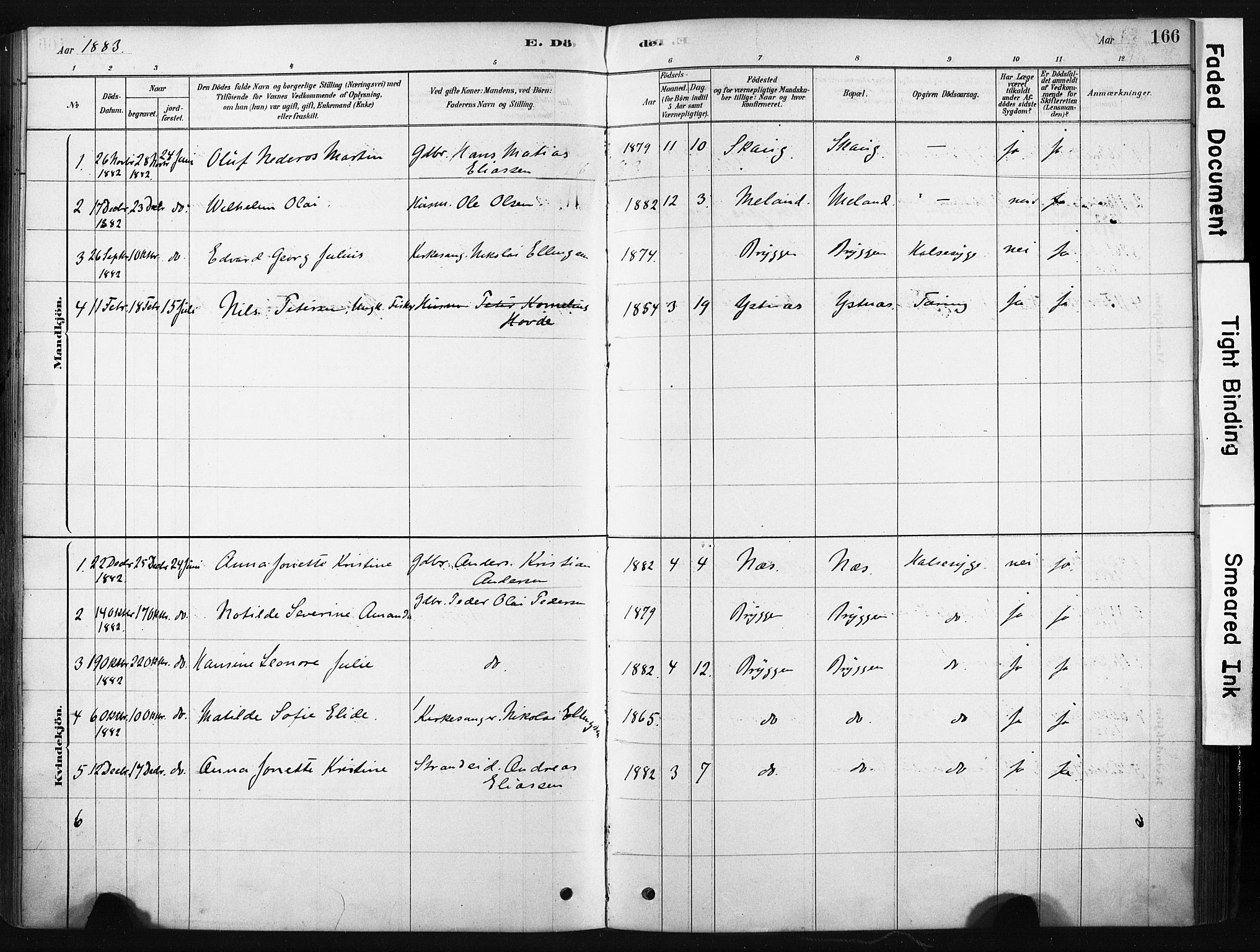 Ministerialprotokoller, klokkerbøker og fødselsregistre - Nordland, AV/SAT-A-1459/808/L0128: Parish register (official) no. 808A01, 1880-1902, p. 166