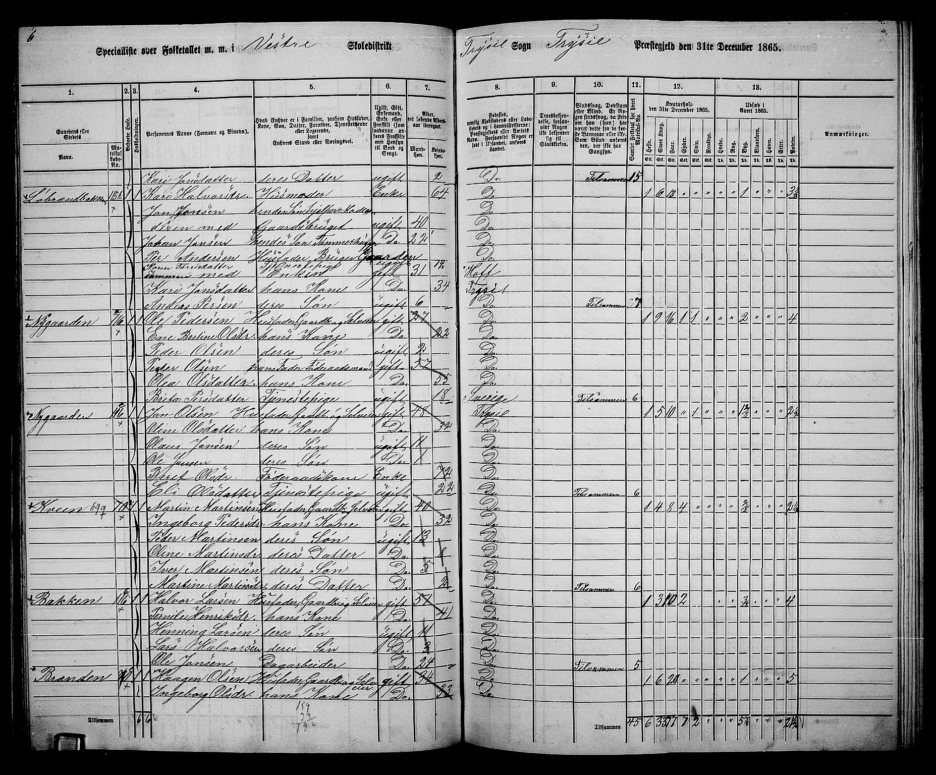 RA, 1865 census for Trysil, 1865, p. 78