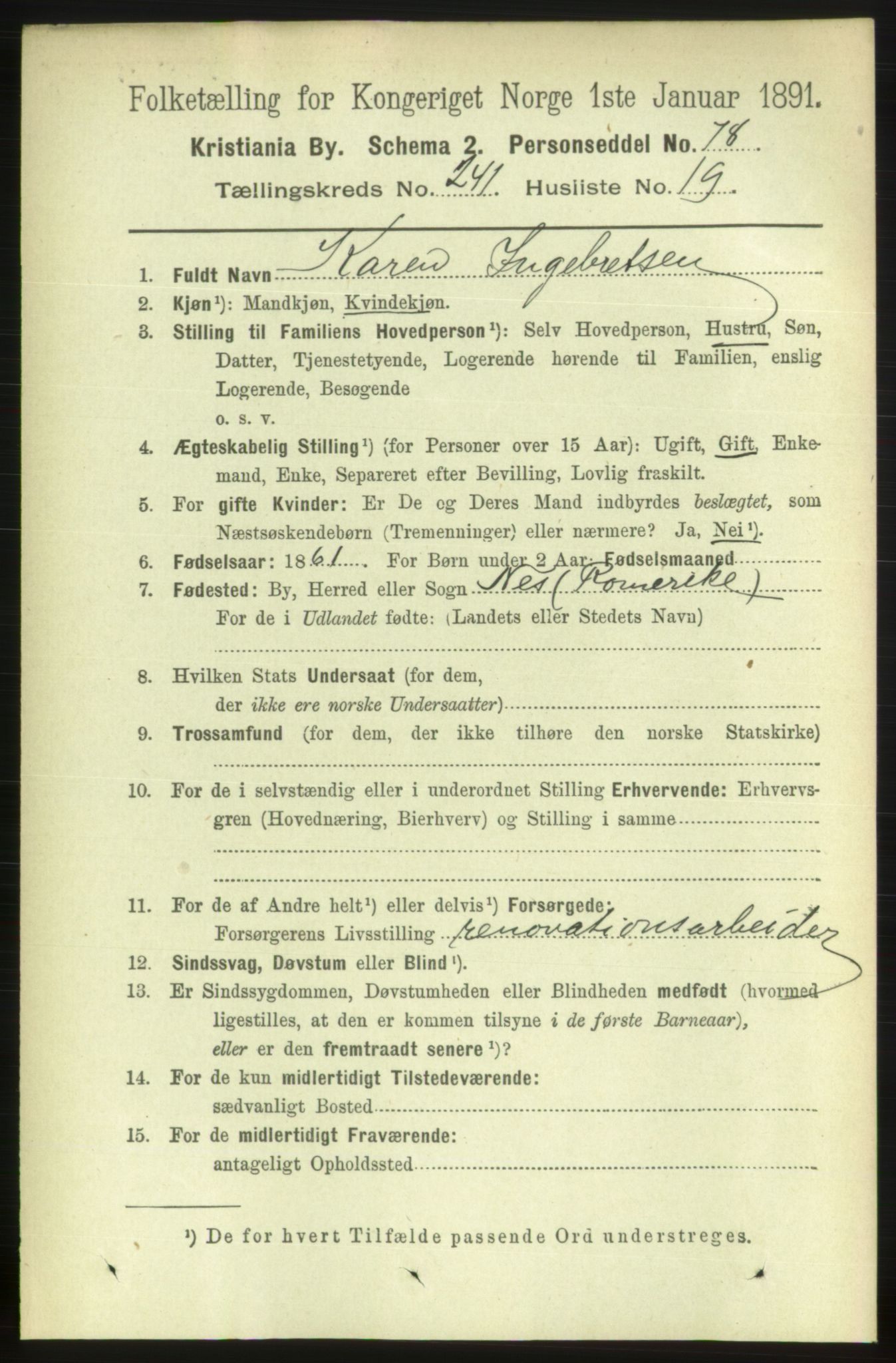 RA, 1891 census for 0301 Kristiania, 1891, p. 146819