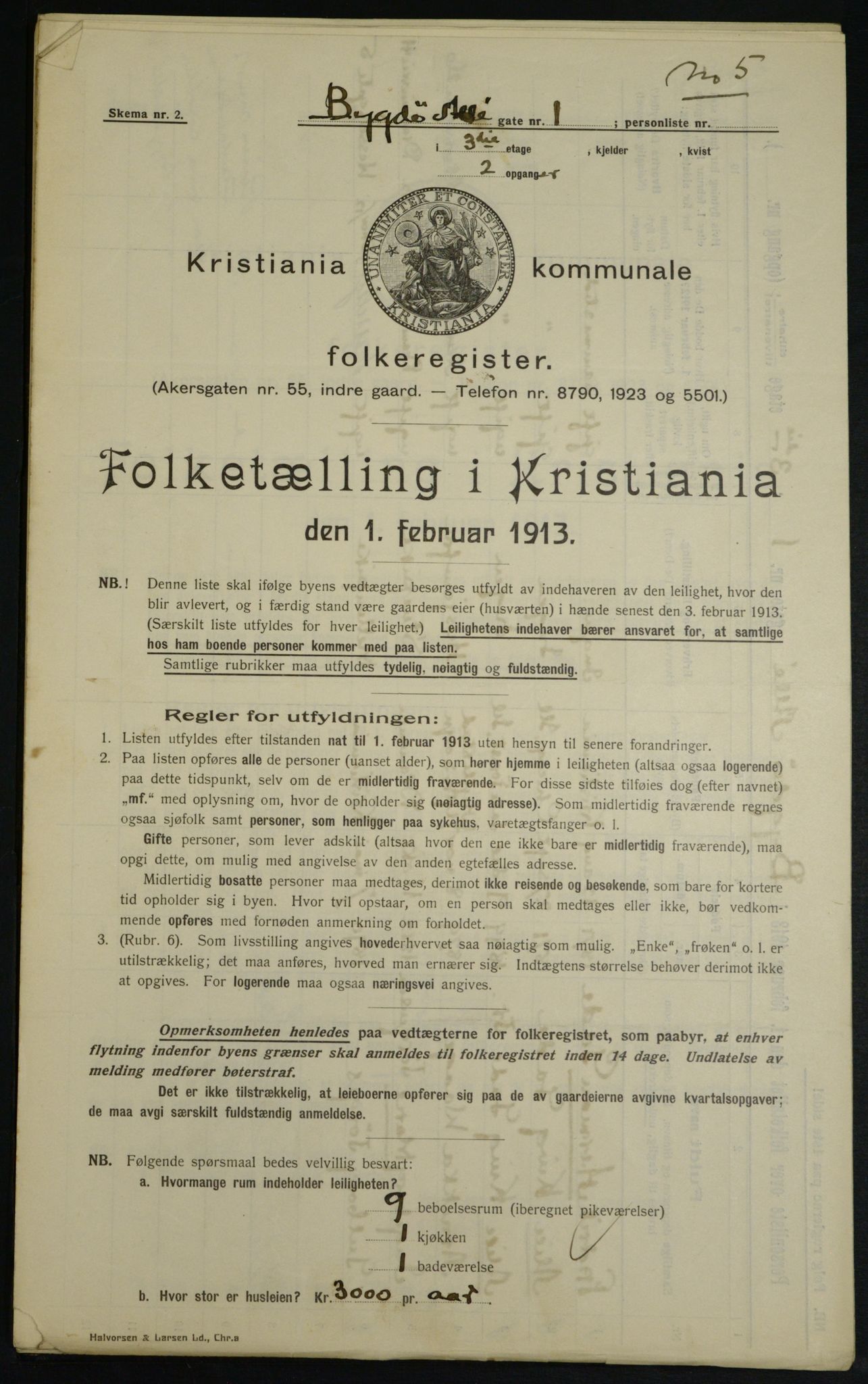 OBA, Municipal Census 1913 for Kristiania, 1913, p. 10175