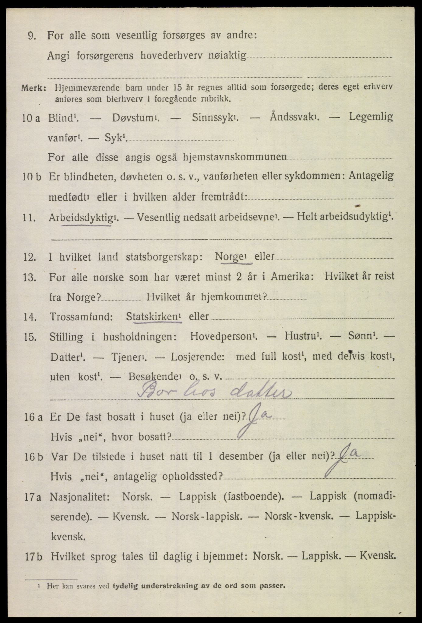 SAT, 1920 census for Gimsøy, 1920, p. 2674